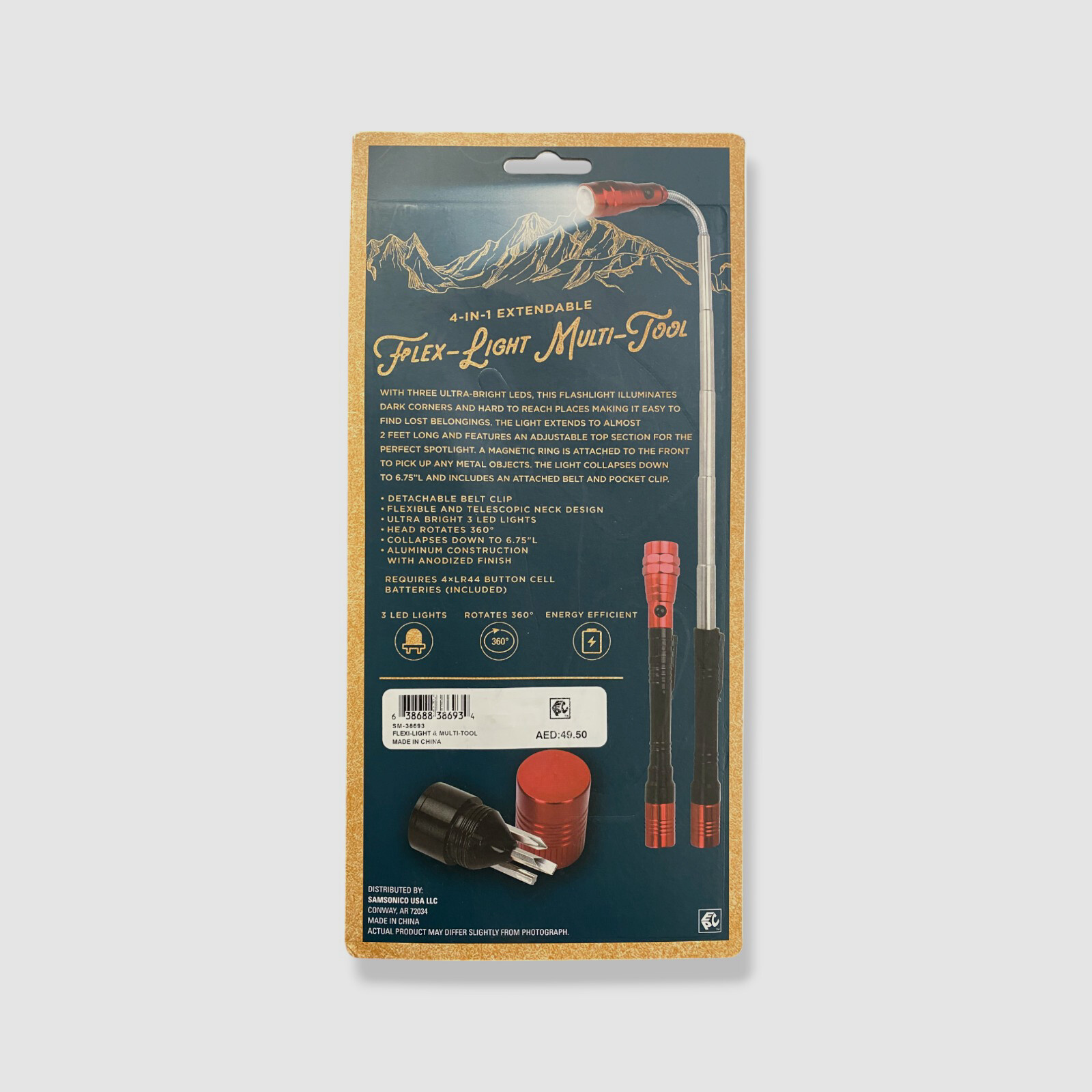 Adventure Red Four In One Extendable Flexi-Light & Multi-Tool
