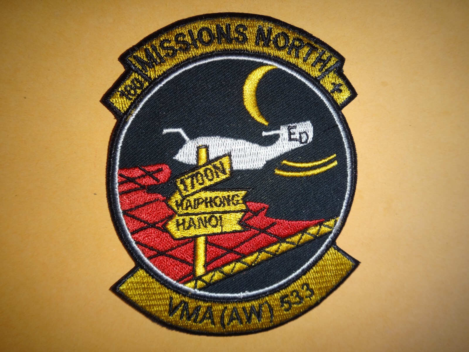 Vietnam War Patch USMC Fixed Wing Marine Attack VMA(AW)-533 "100 MISSIONS NORTH"