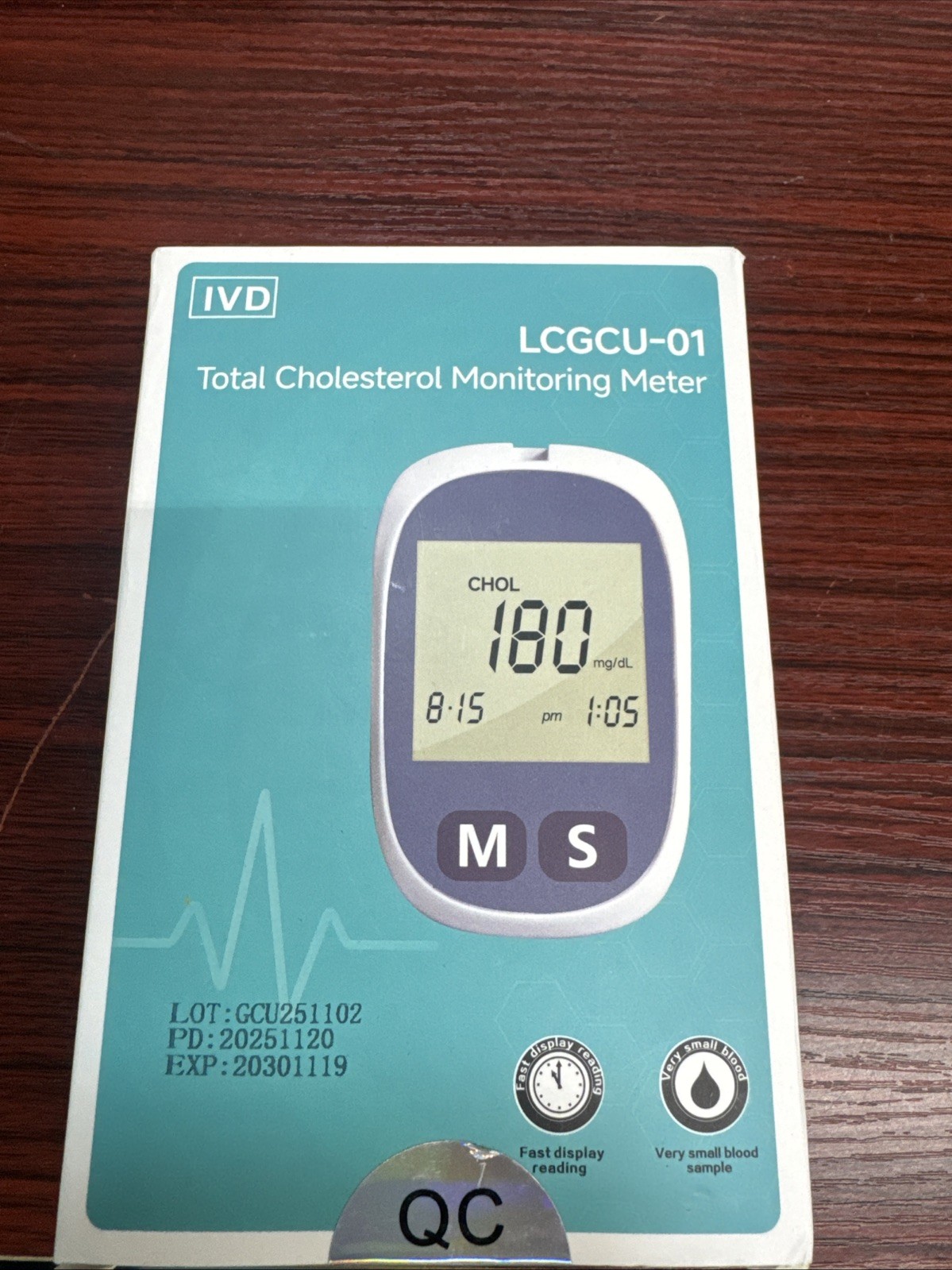 LCGCU-01 Total Cholesterol Testing Kit Meter Quick Results Monitor At Home Blood