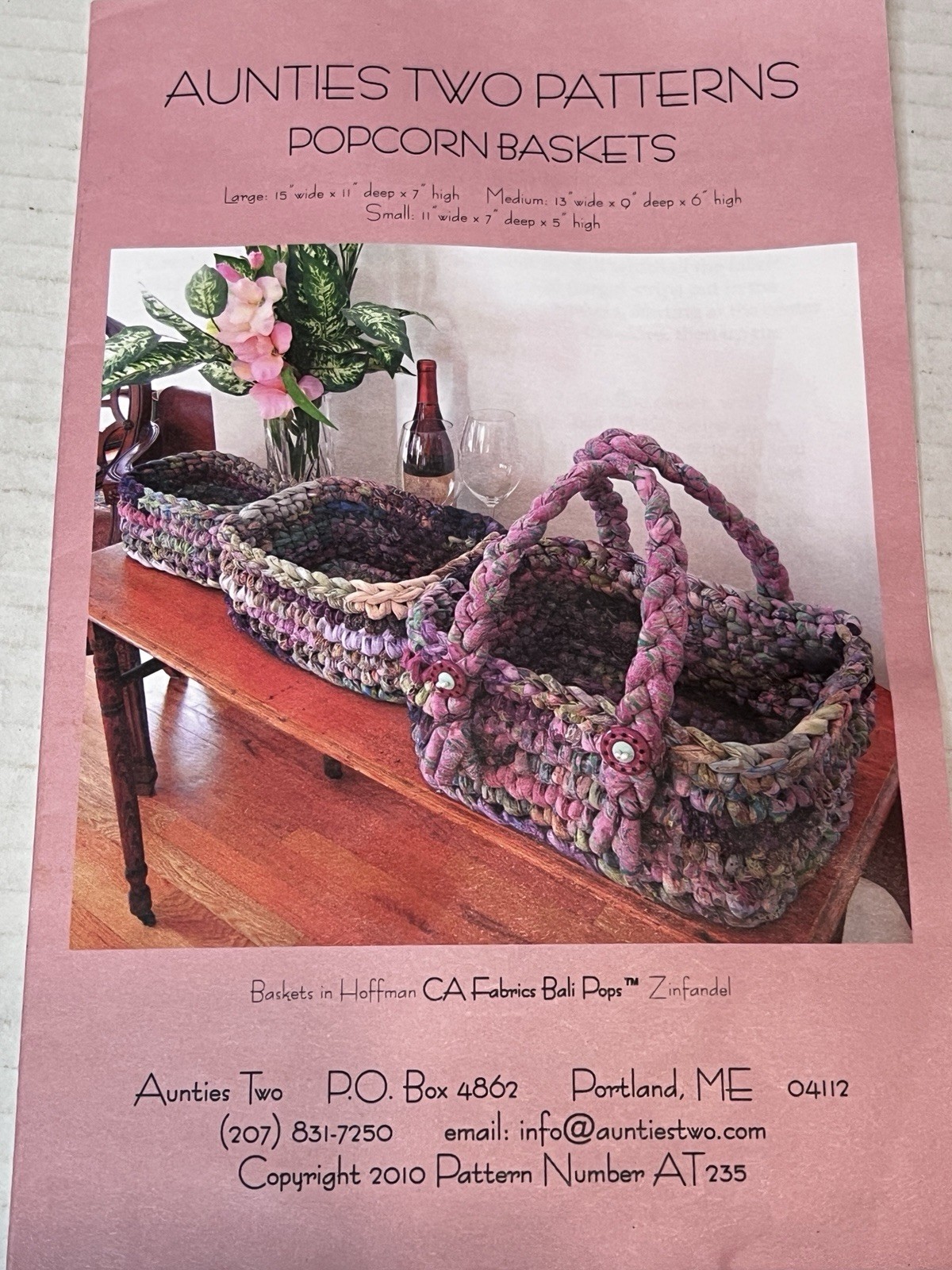 Aunties Two Patterns Popcorn Baskets Booklet