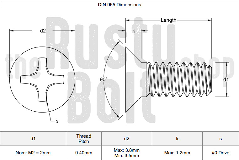 M2 x 8mm, Phillips Flat Head Screws, Stainless Steel
