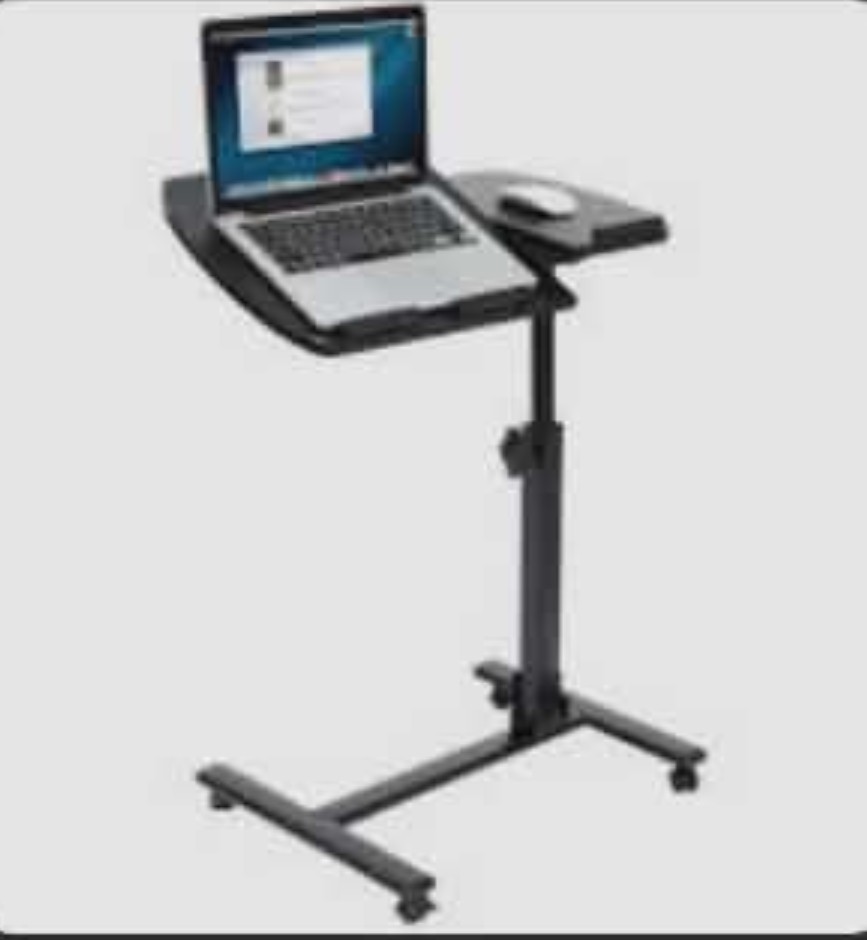 ZENY Mobile Laptop Stand Overbed Table Rolling Desk Adjustable Sit-Stand