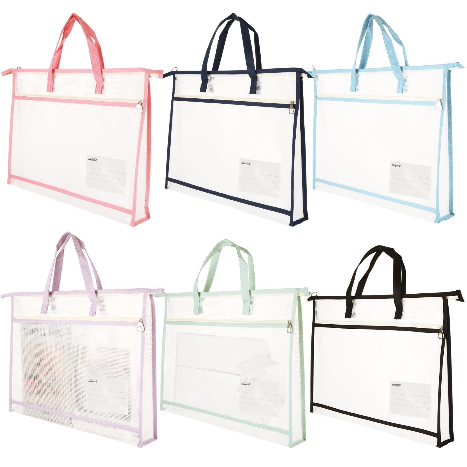 6 Pack A3 Project Bag for Quilting Craft Storage for Quilters, Clear Mesh Sew...