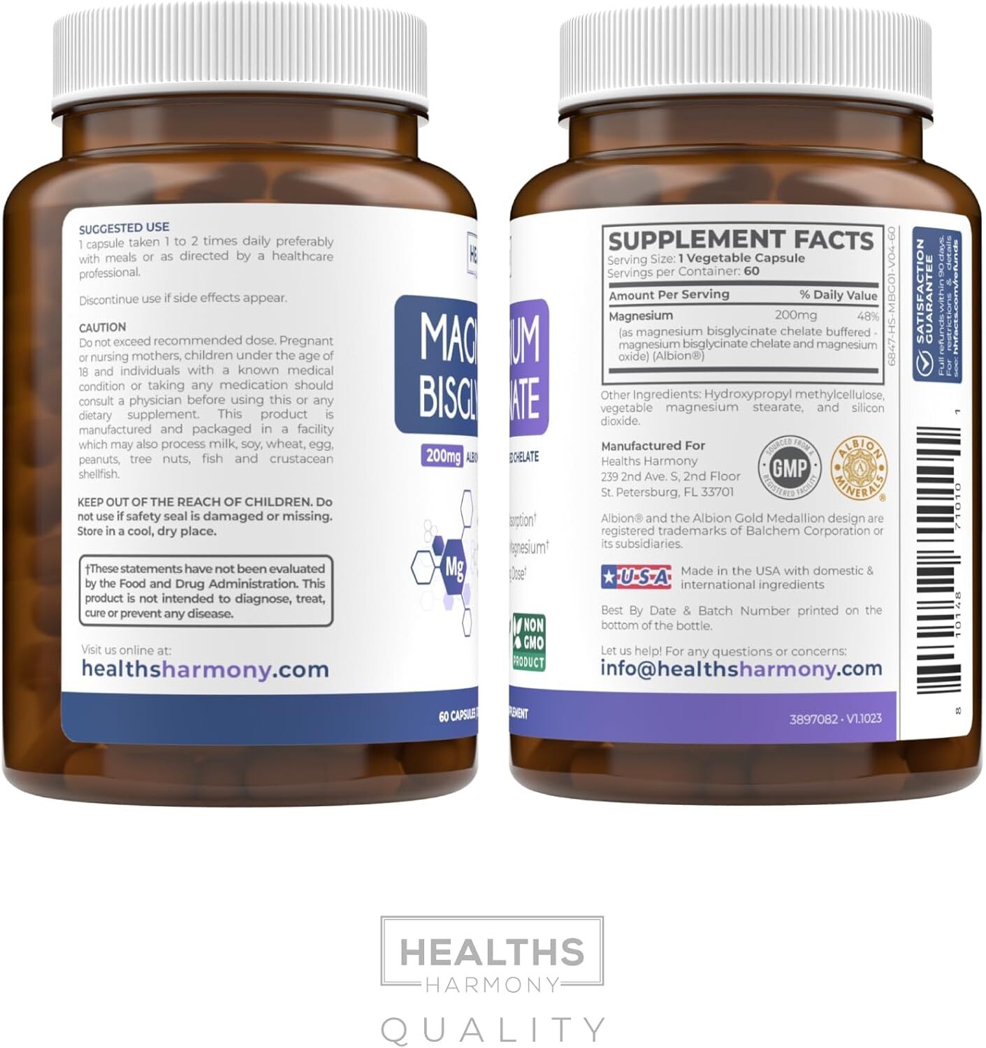 High Absorption Magnesium Bisglycinate Caps Clinically Validated Buffered, 60 ct