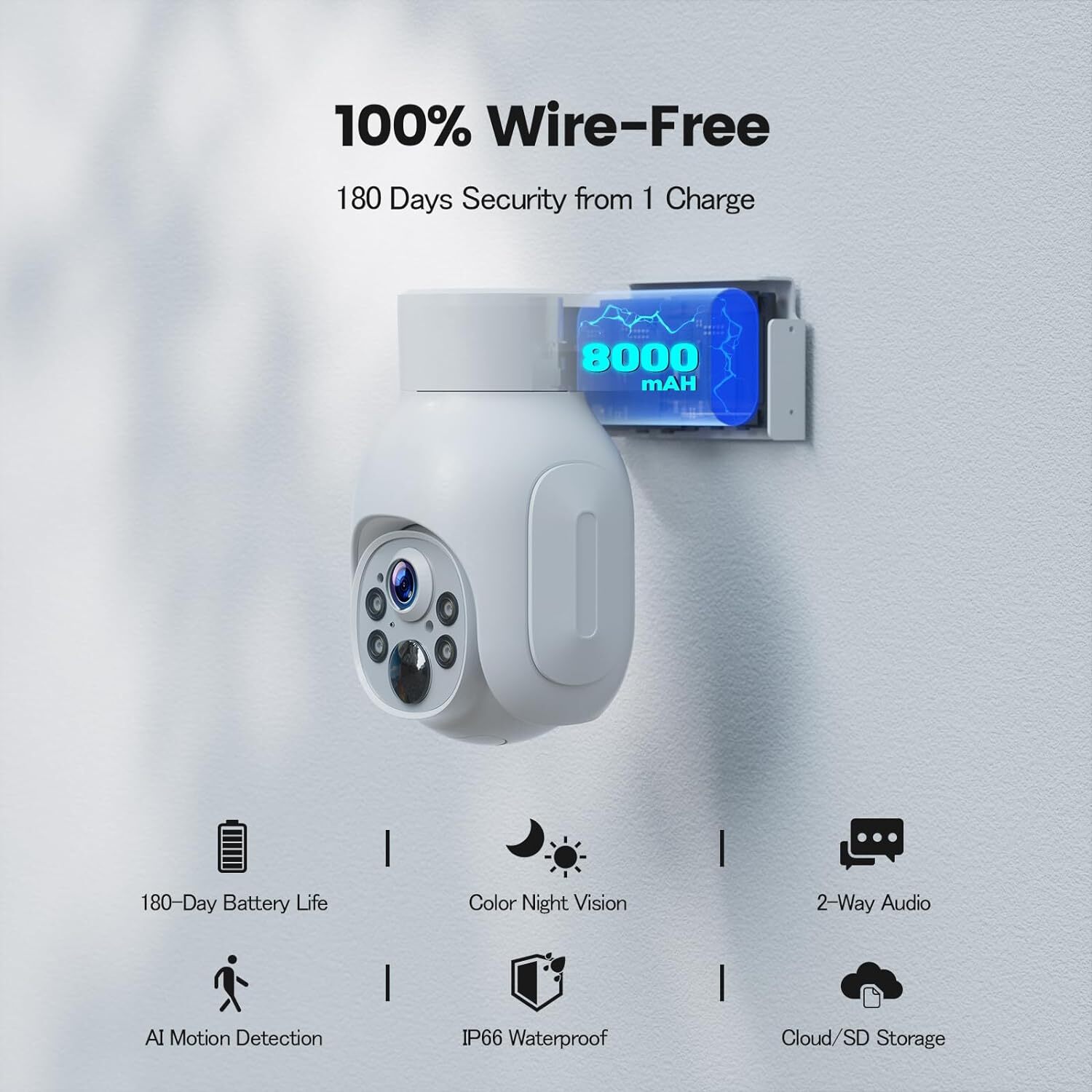 4MP Wireless CCTV Security Camera System Solar & Battery Powered Wifi PTZ Camera