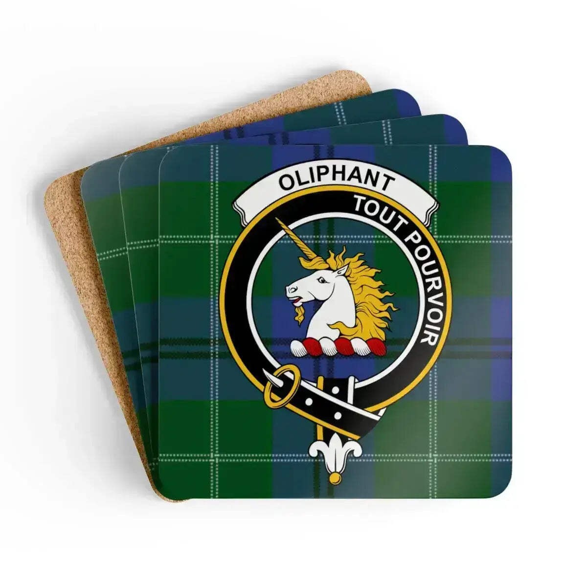 Clan Oliphant Crest Tartan Coaster Set – Scottish