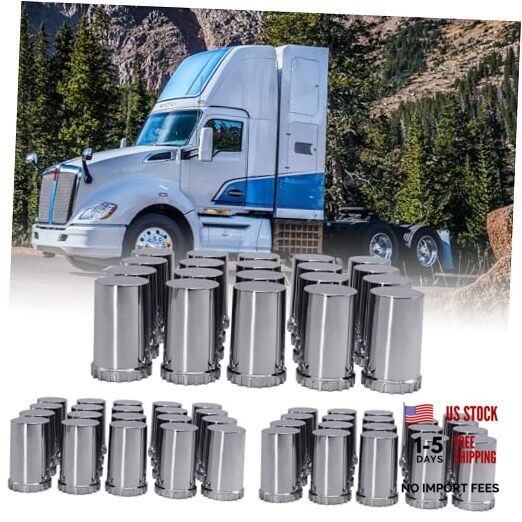 Cylinder Nut Covers 33mm x 3 1/2" Lug Nut Covers Thread On Flat Top ABS 60