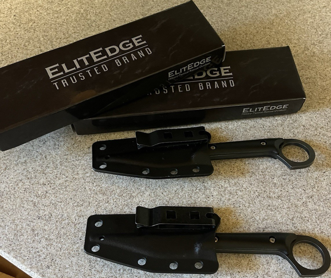 Elite Edge Stainless Steel Boot Knife Clip Point Full Tang Black w/ Sheath