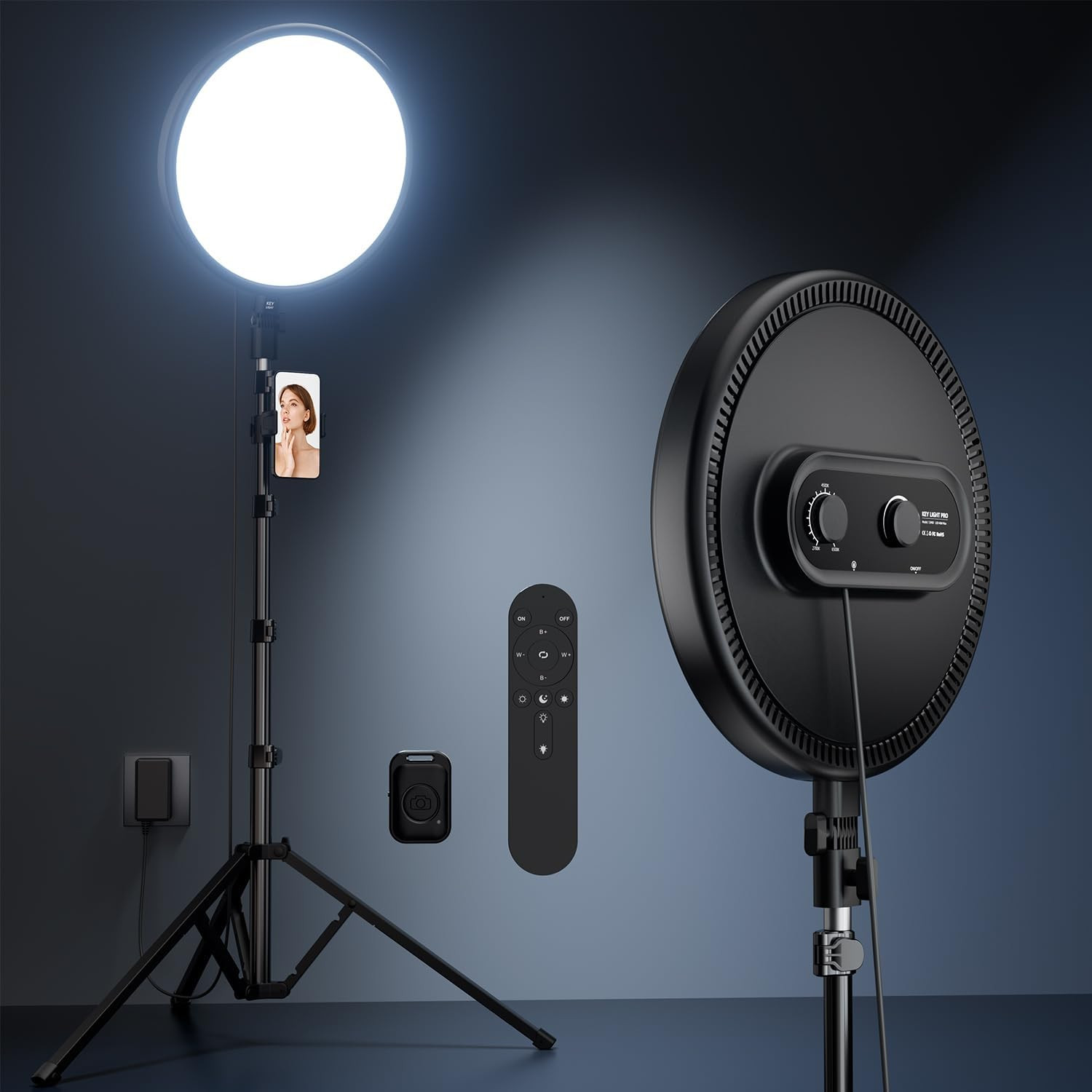 Large Ring Light with Stand, 72“ Tripod with Ring Light, 6500K Full-Screen Ringl