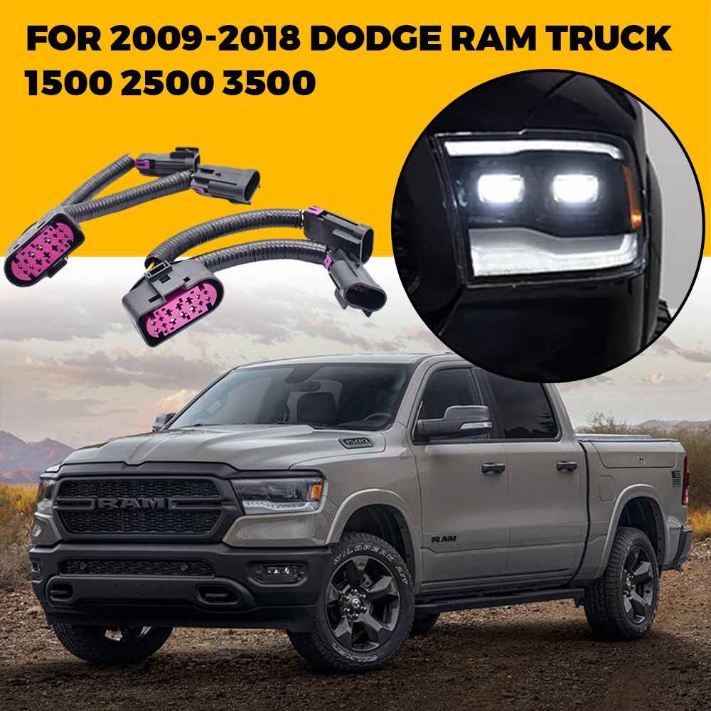 2X For 2009-18 Dodge Ram Conversion Harness Quad Housing To Projector Headlight