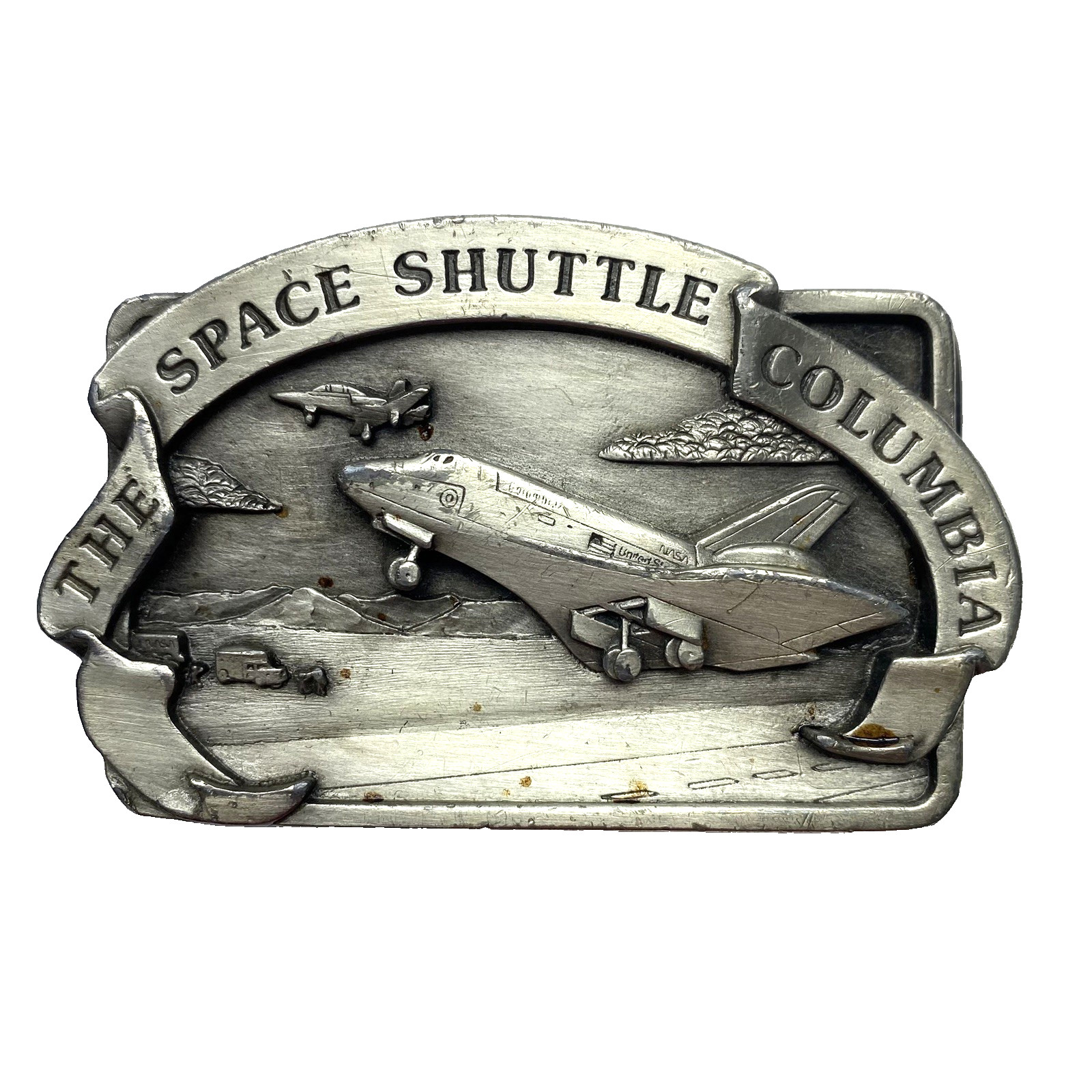1982 Bergamot The Space Shuttle Challenger NASA Belt Buckle Brass USA Vintage