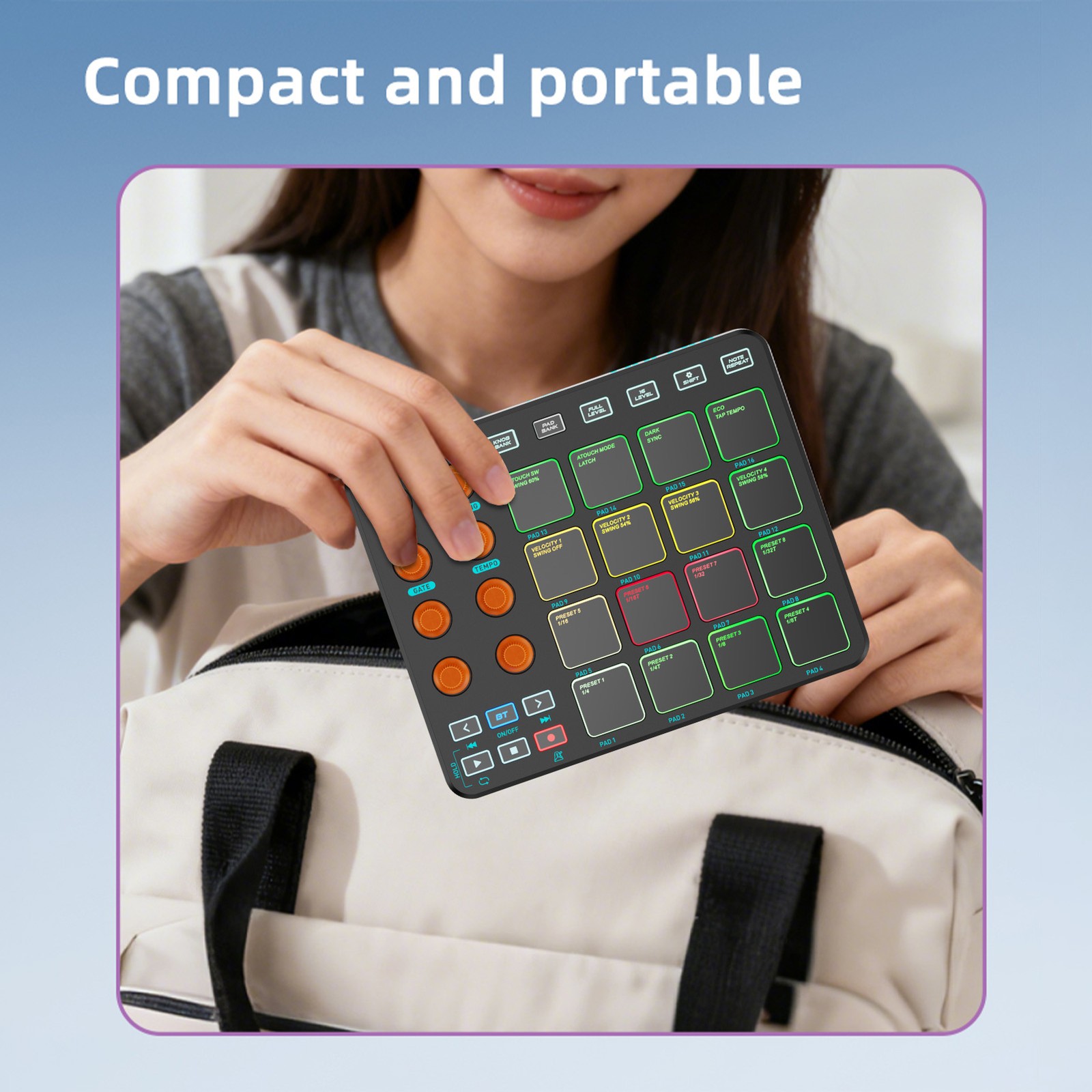 Wireless USB MIDI Controller Customizable Function Buttons Knobs for Music Produ