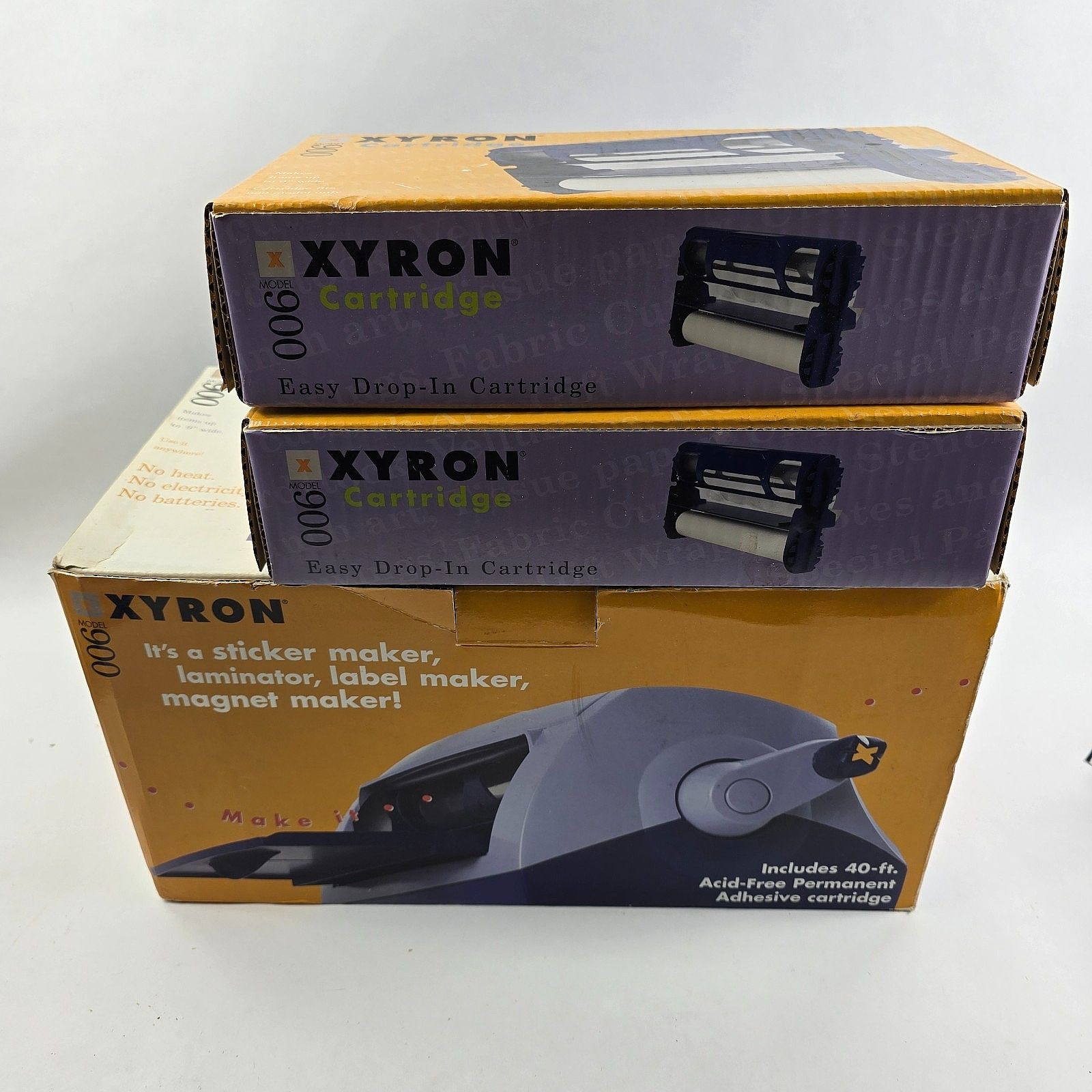 Xyron Model 900 Laminator Machine, Sticker, Label Maker, 2 New Cartridges
