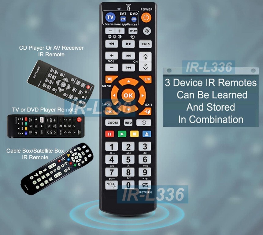 Premium Universal IR Learning Remote - Learning Remote For 3 AV Devices