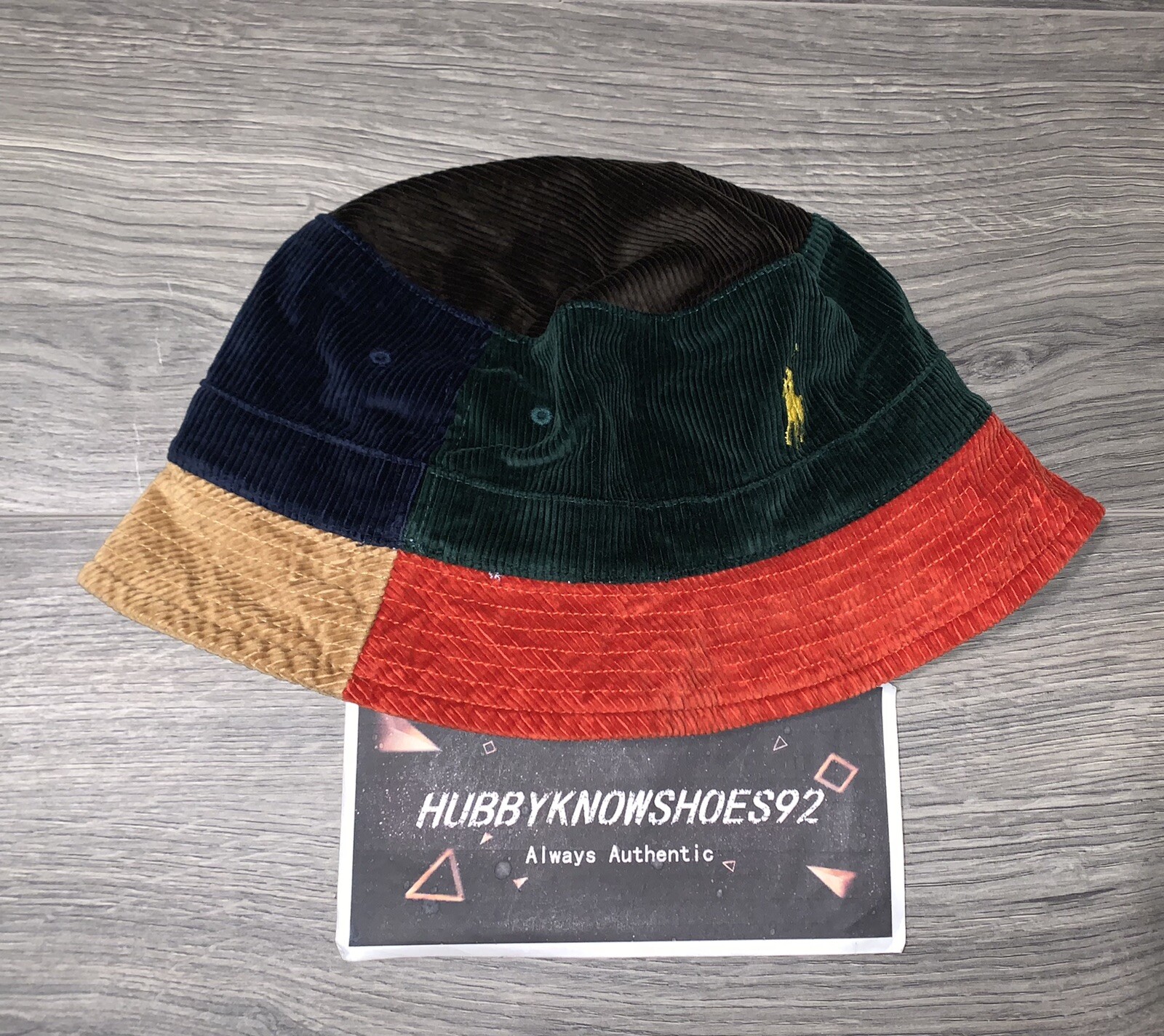 NEW Polo Ralph Lauren Fall Color Block Corduroy Bucket Crusher Hat Size L / XL
