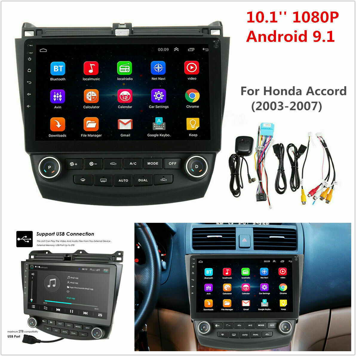 For Honda Accord 7 2003-2007 Apple CarPlay Android 13 Car Stereo Radio GPS+Cam