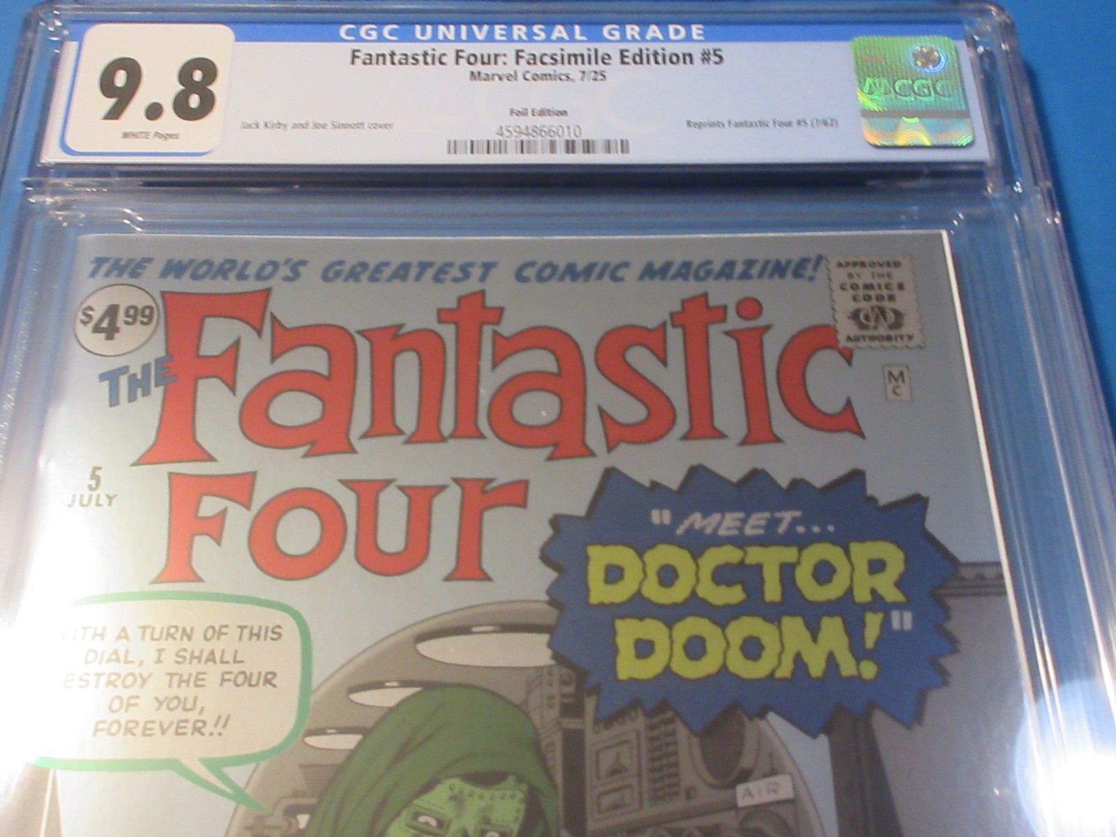Fantastic Four #5 Facsimile Reprint Foil Variant 1st Dr. Doom Key CGC 9.8 Gem