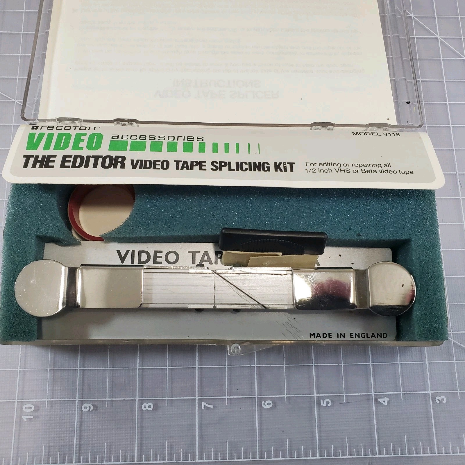 Recoton Video V118 Recording Tape Splicer 1/2" ,Vintage Made in England