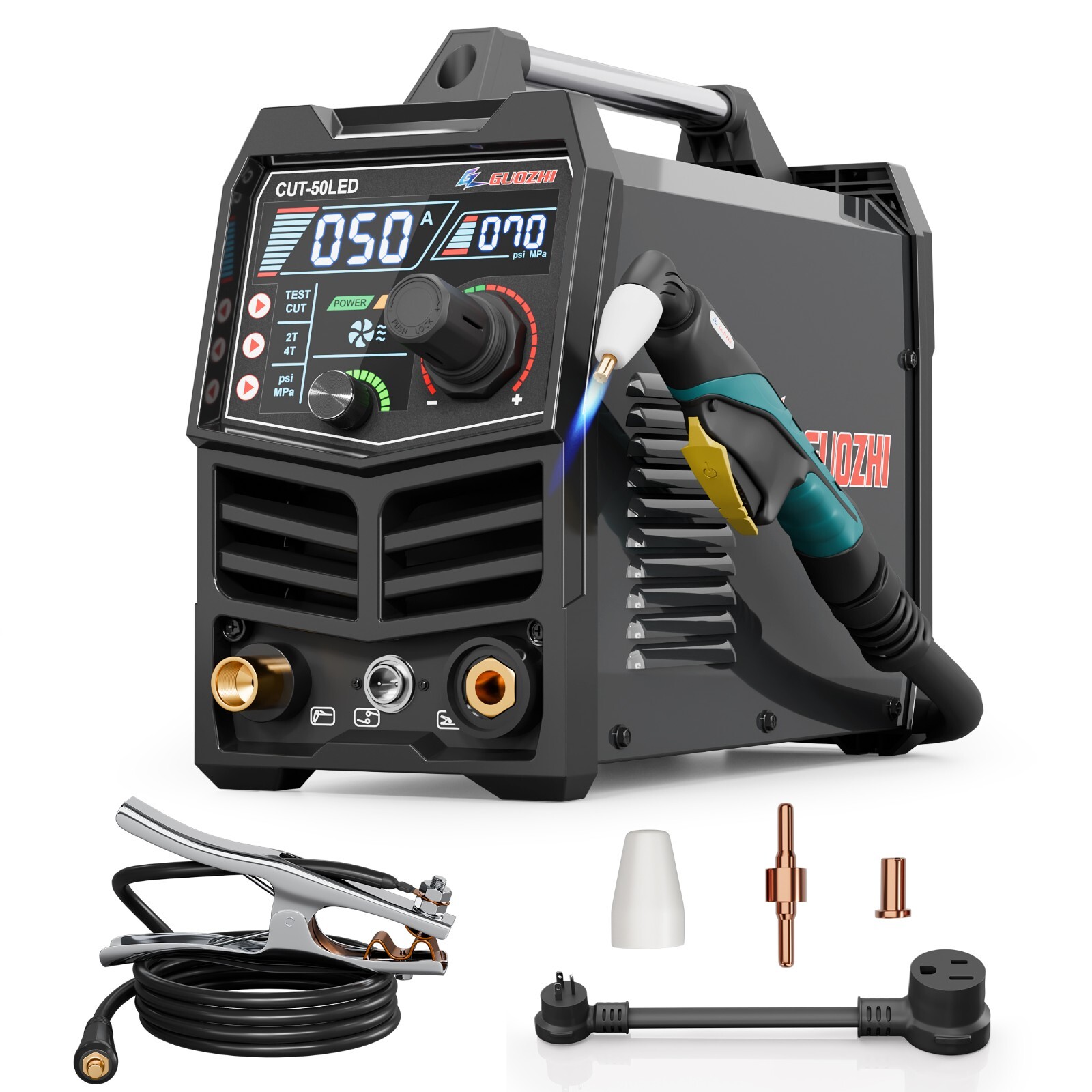 GZ GUOZHI 50A Plasma Cutter, LED Display, 110/220V Dual Voltage, 1/2" Clean Cut