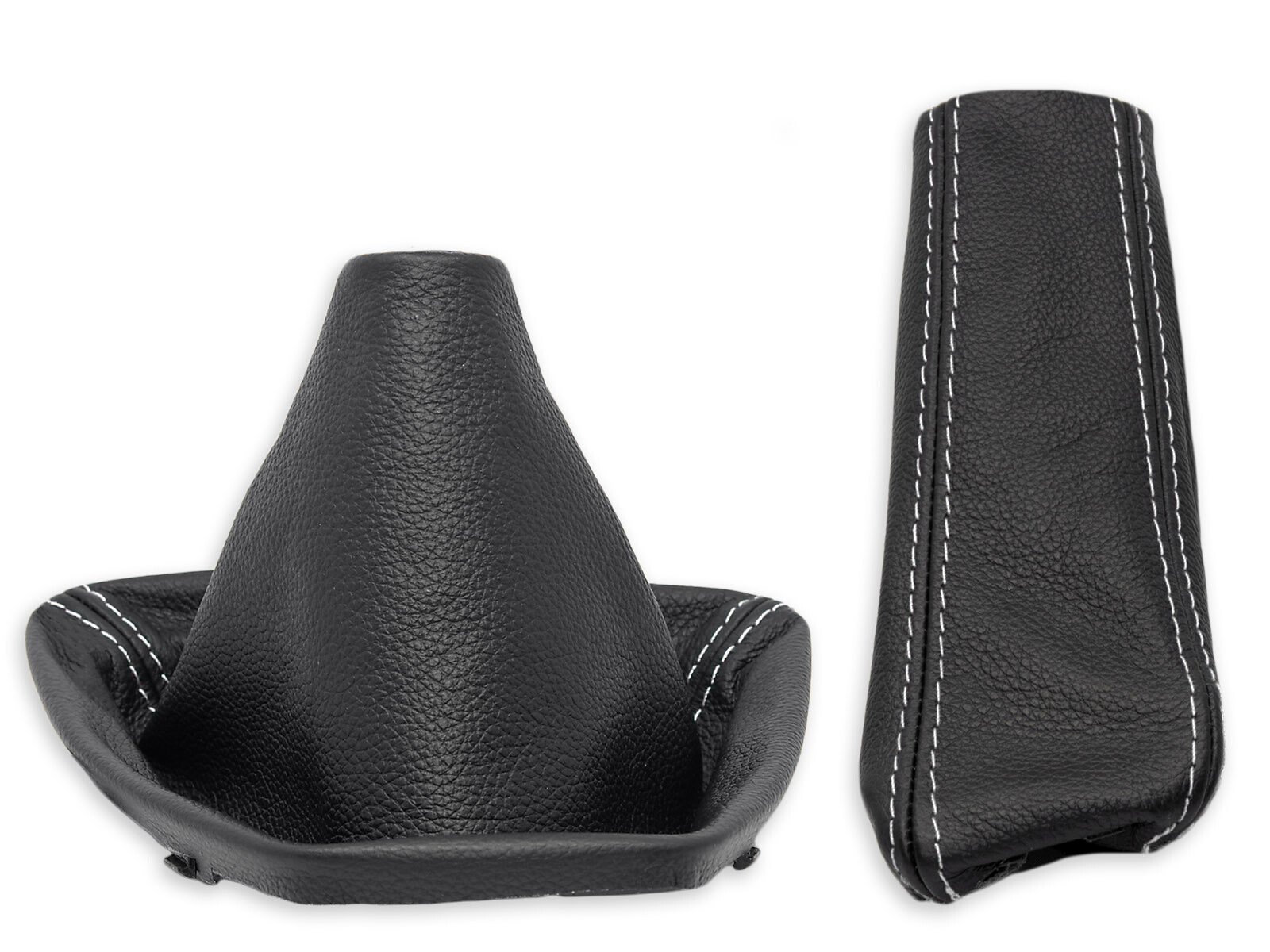 FOR BMW E90 E91 GEAR SHIFT + HANDBRAKE GAITER LEATHER STITCHING WHITE + FRAME