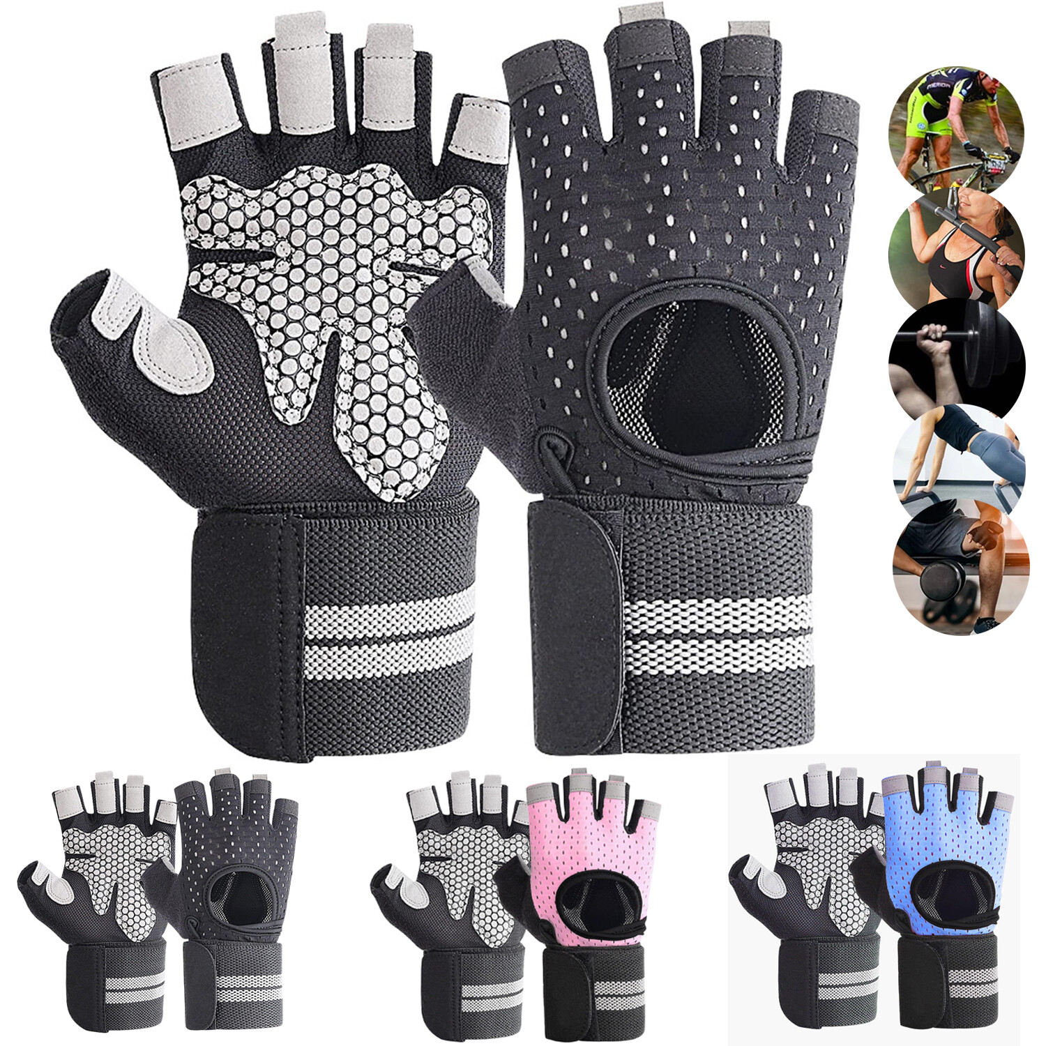 Guantes de Gym para Hombre y Mujer Guantes Gimnasio Ejercicio y Entrenamientoo M