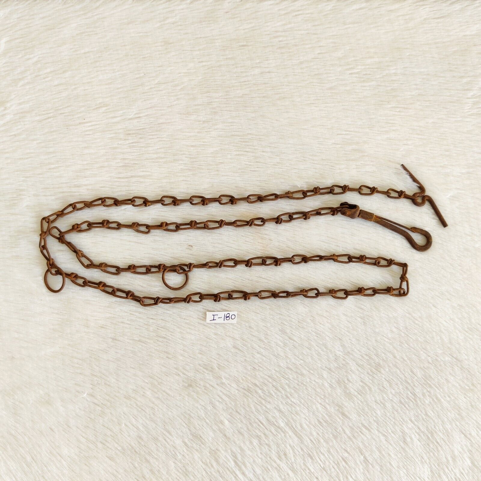 19c Vintage Primitive Handmade Iron Hanging Chain Rare Collectibles I180