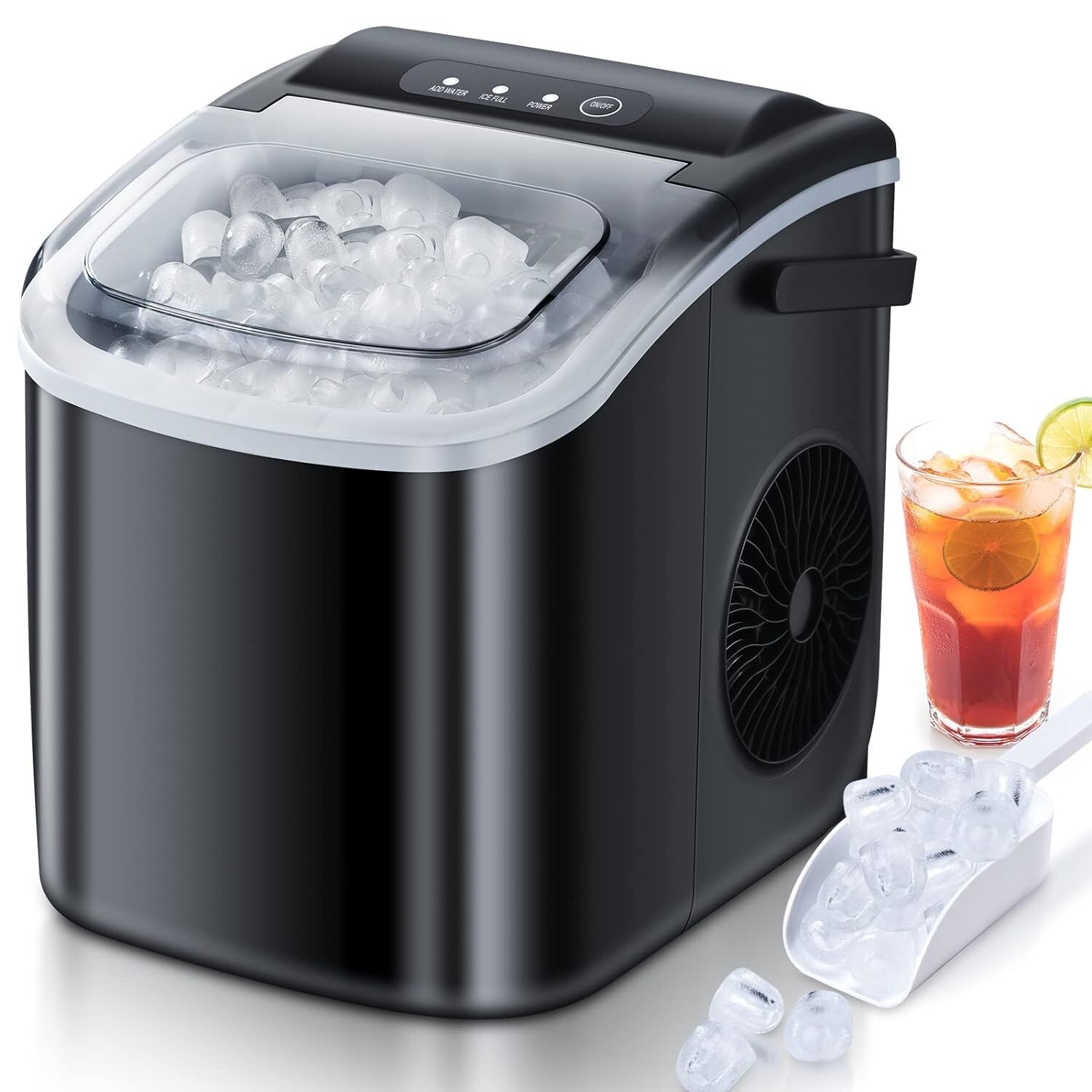 Countertop Ice Maker, 6 Mins 9 Ice, 26.5lbs/24Hrs with Self-Cleaning