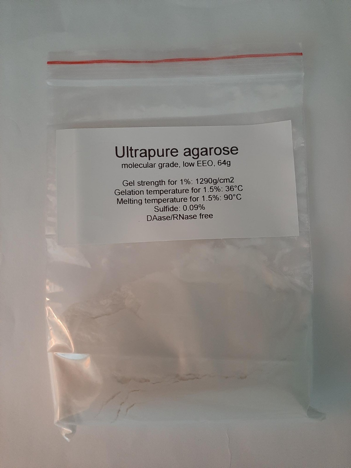 Ultrapure agarose for lab applications, molecular grade, low EEO, 64g