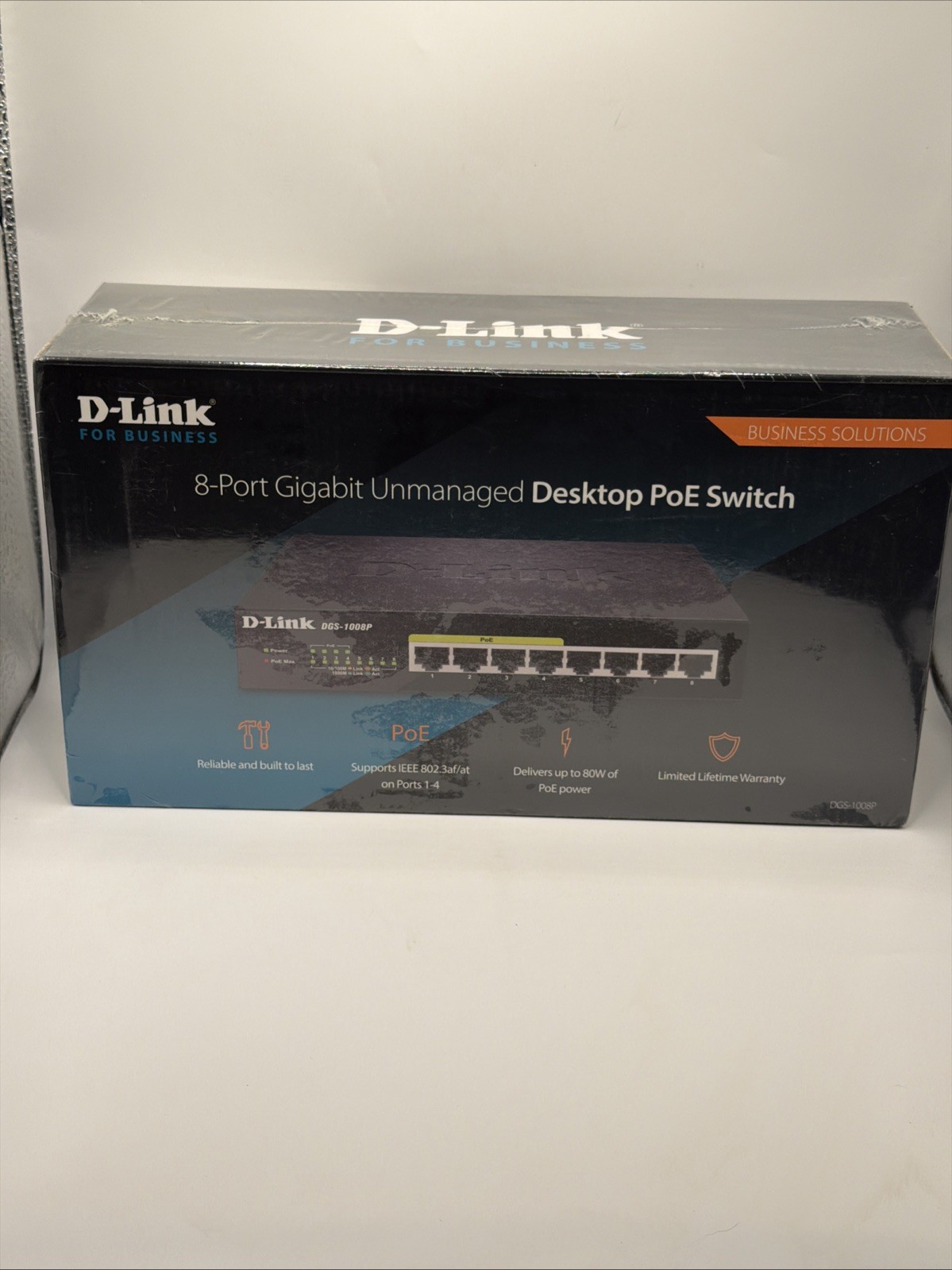 D-Link  DGS (DGS-1008P) 8-Ports External Ethernet Switch POE, New Sealed