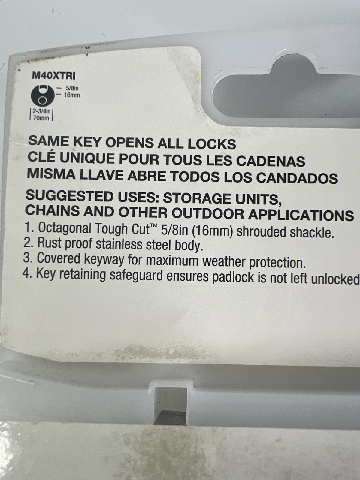 Master Lock Shrouded Padlock 3 Pack New Keyed Alike M40XTRI (one Key)