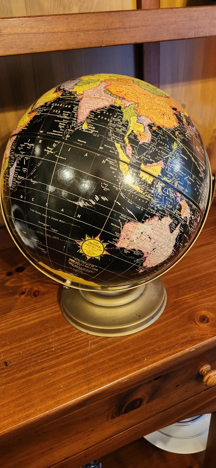 Grams 12 In Terrestrial Desktop Globe On Tilting Rotating Metal Base Black Globe