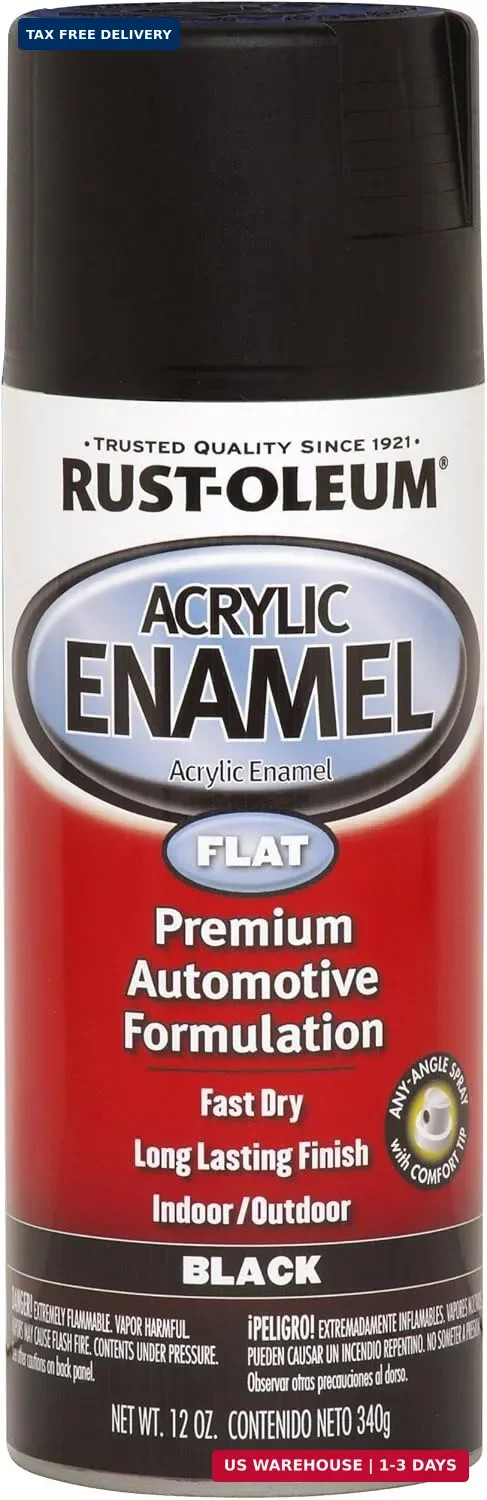 Rust-Oleum Automotive 248647 12-Ounce Acrylic Enamel Spray, Black Flat