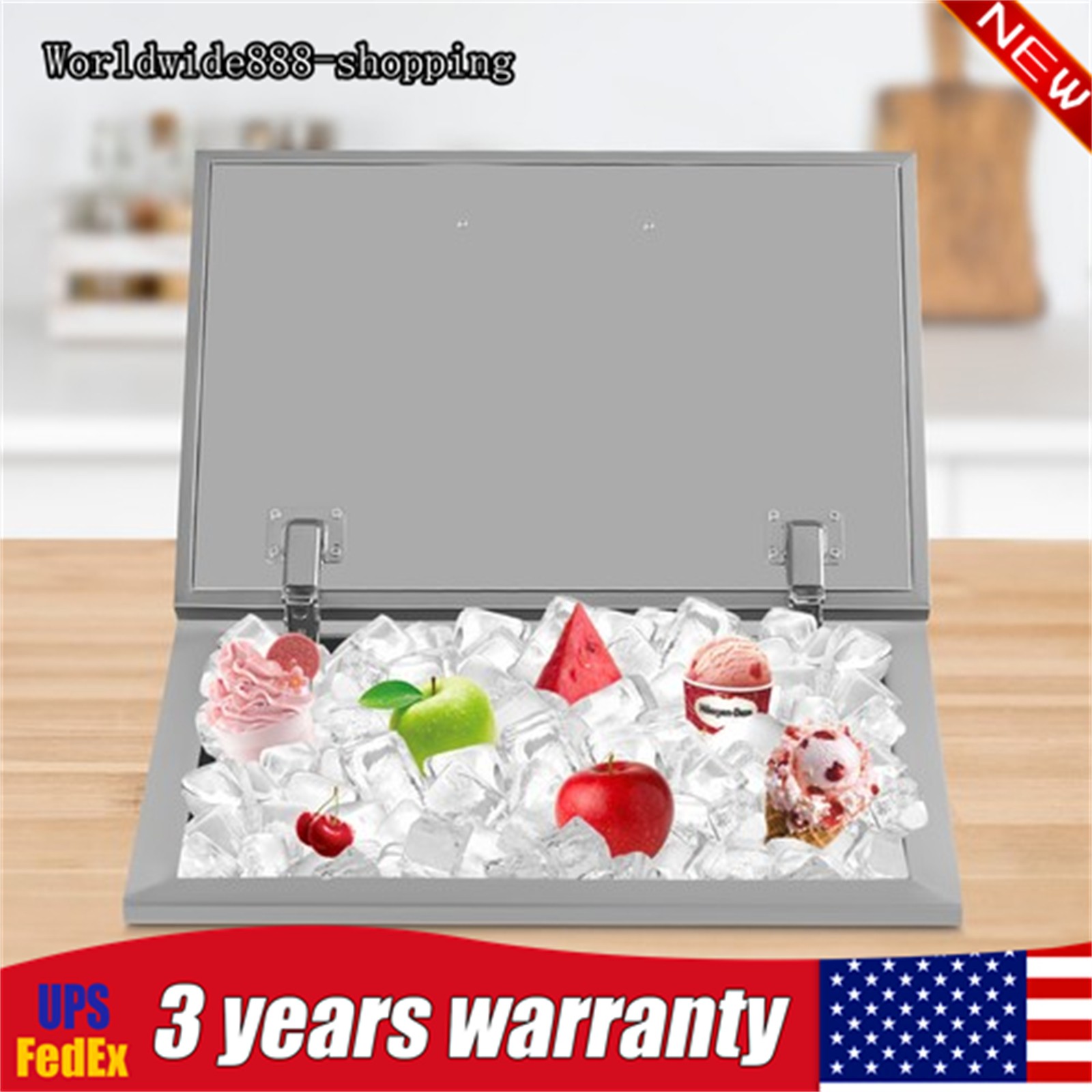 Drop In Ice Chest Bin Wine Chiller Cooler with Cover Home Kitchen 20x14x13Inch