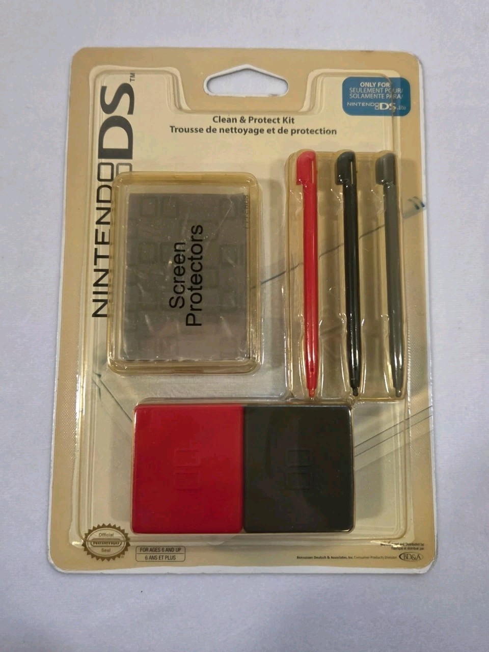 Nintendo DS Clean & Protect Kit Stylus Screen Protectors Case New