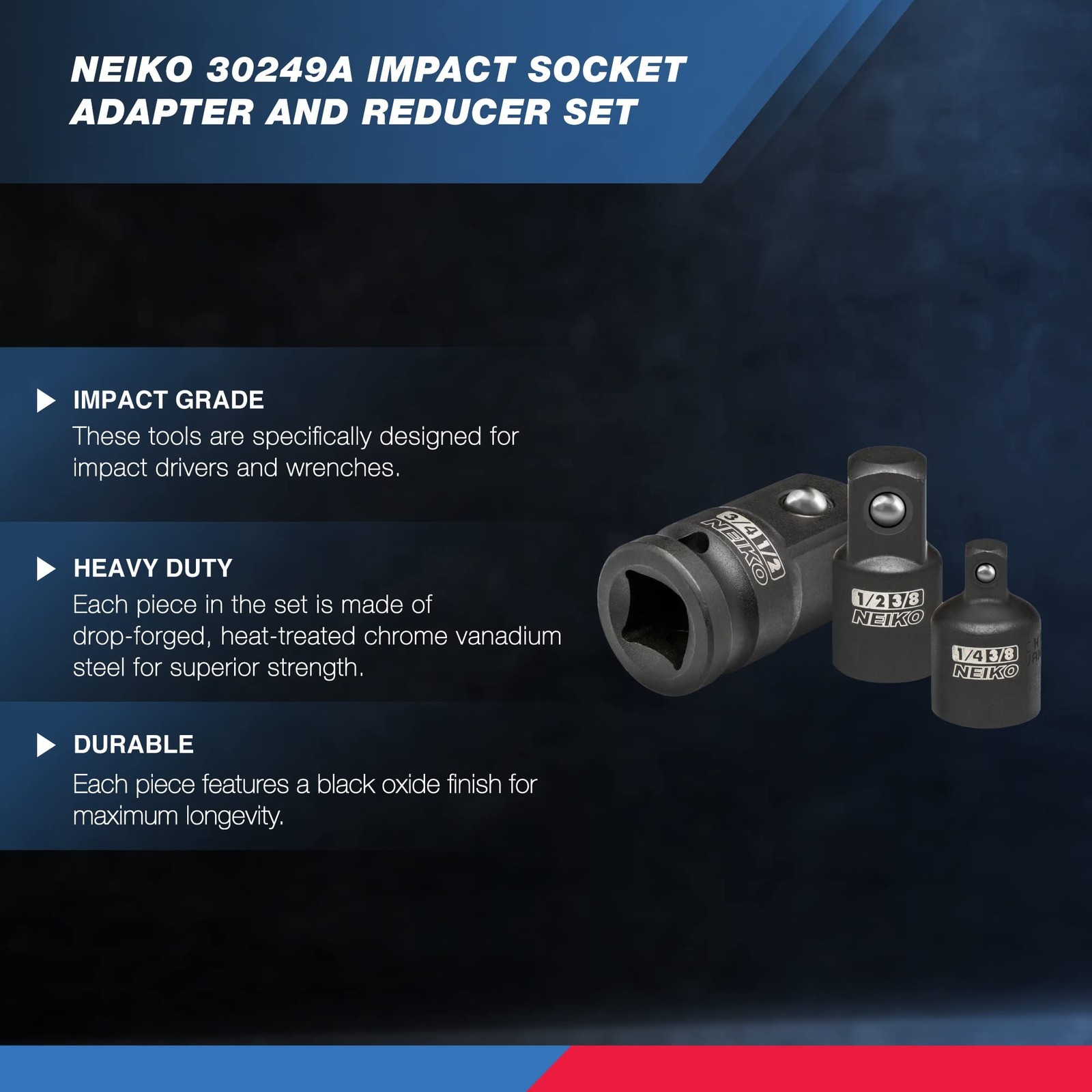 Impact Socket Adapter Set 5 Piece CrV Steel Drive Reducer Converter Tool