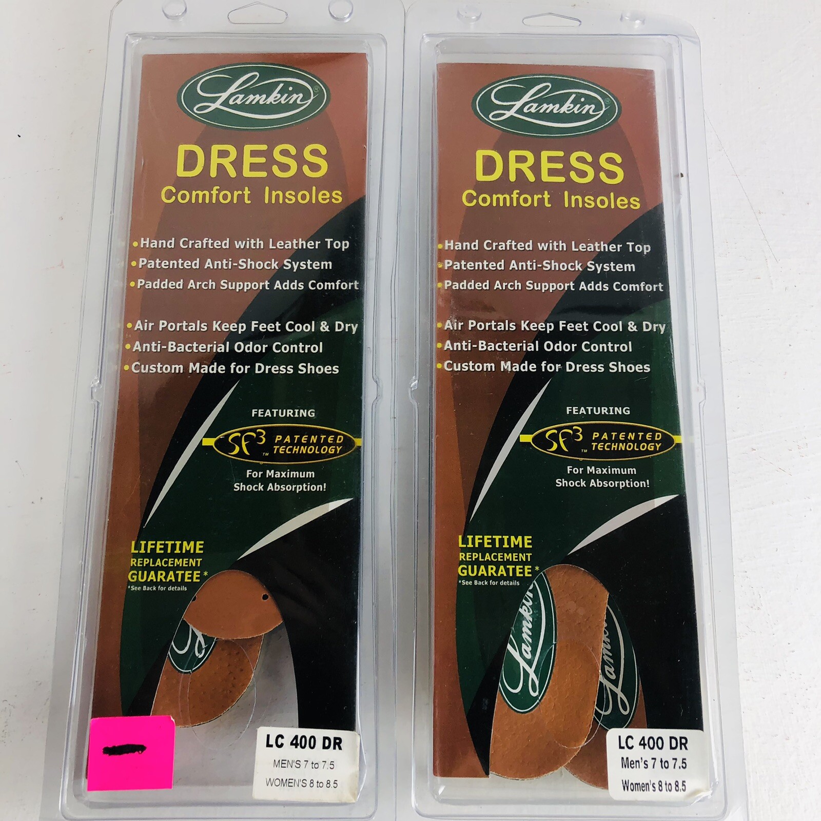 (2) Lamkin Dress Comfort Insoles LC400DR Mens 7 to 7.5 Womens 8 to 8.5 New