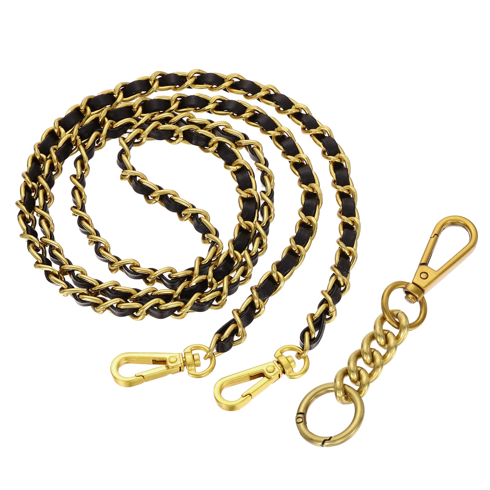 Purse Chain Strap 47.2" Woven Strap Chains with Extended Chain Gold/Black