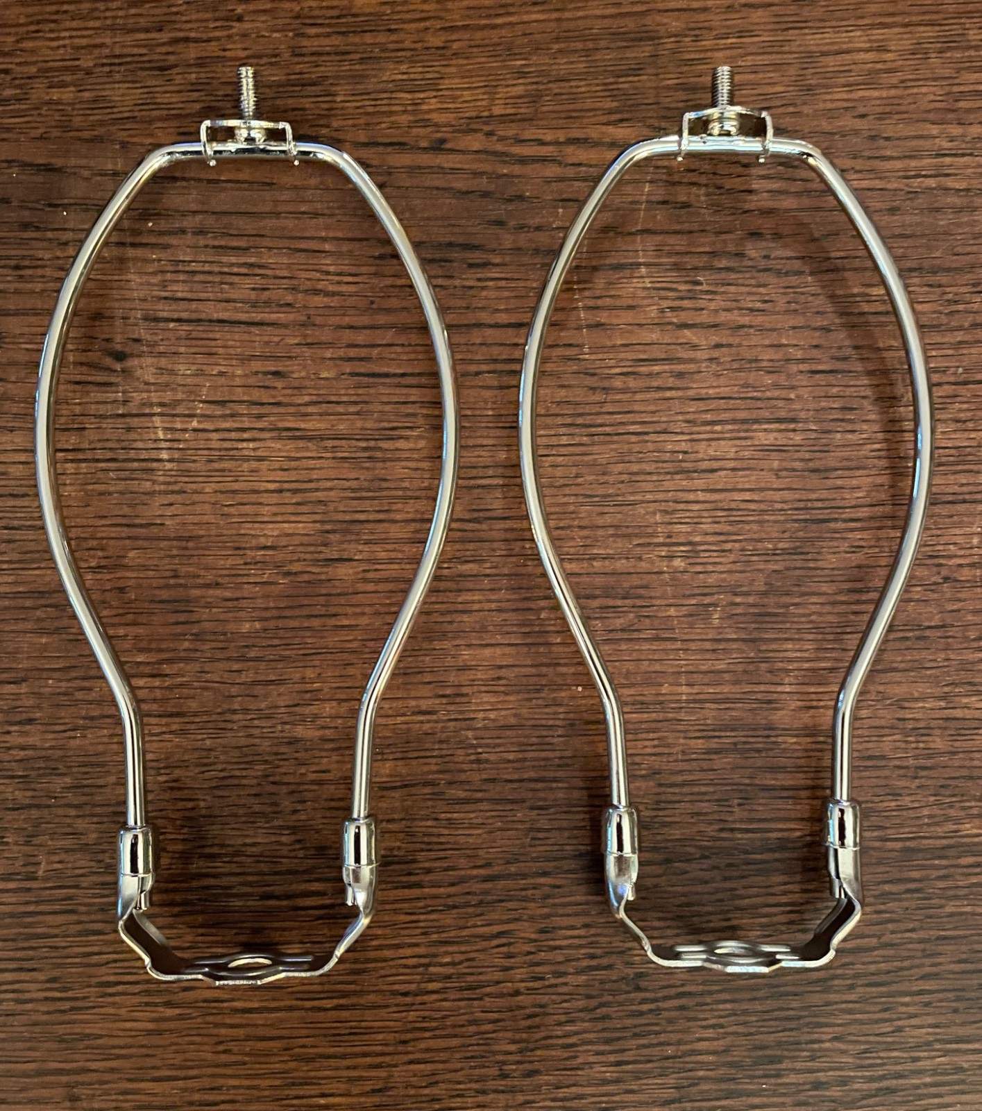 PAIR OF 8-1/2" TALL NICKEL-PLATED REGULAR LAMP HARPS FREE SHIPPING NEW