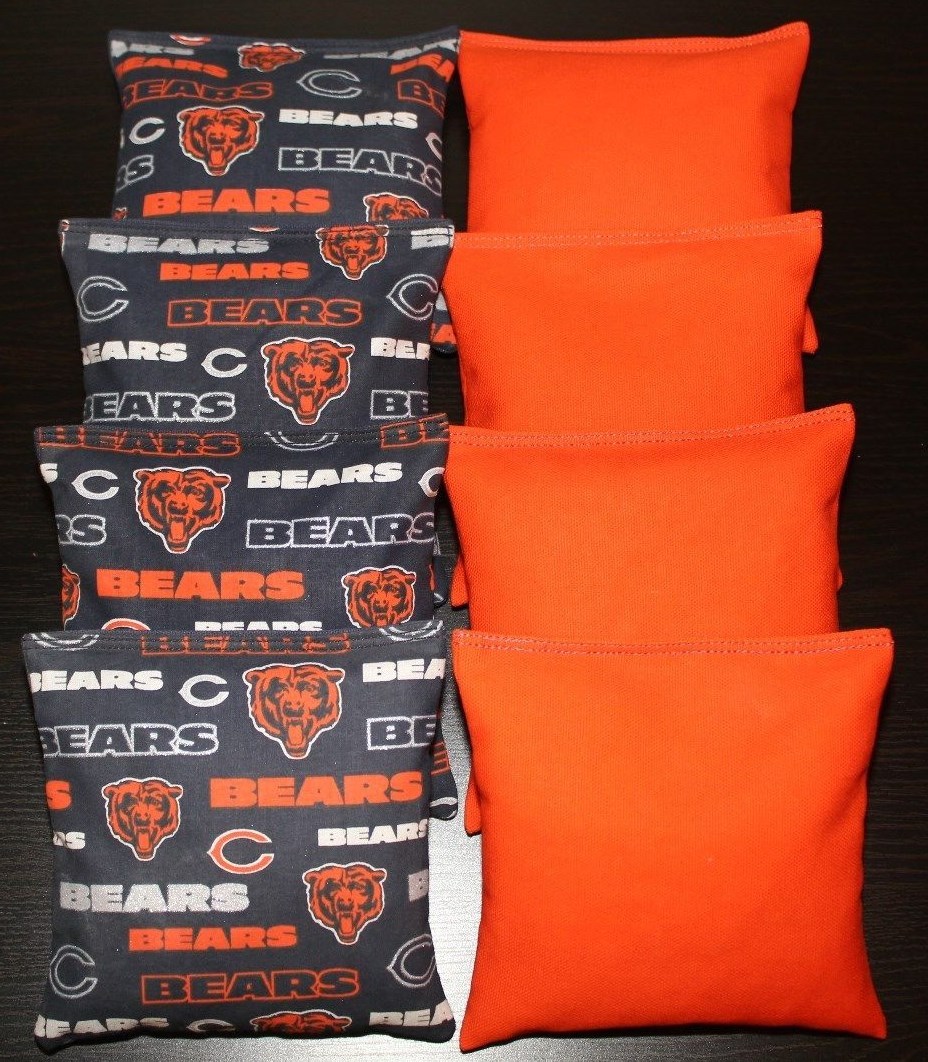CHICAGO BEARS 8 CORNHOLE BEAN BAGS GAME BAGGO TOSS Quality Handmade! NEW!