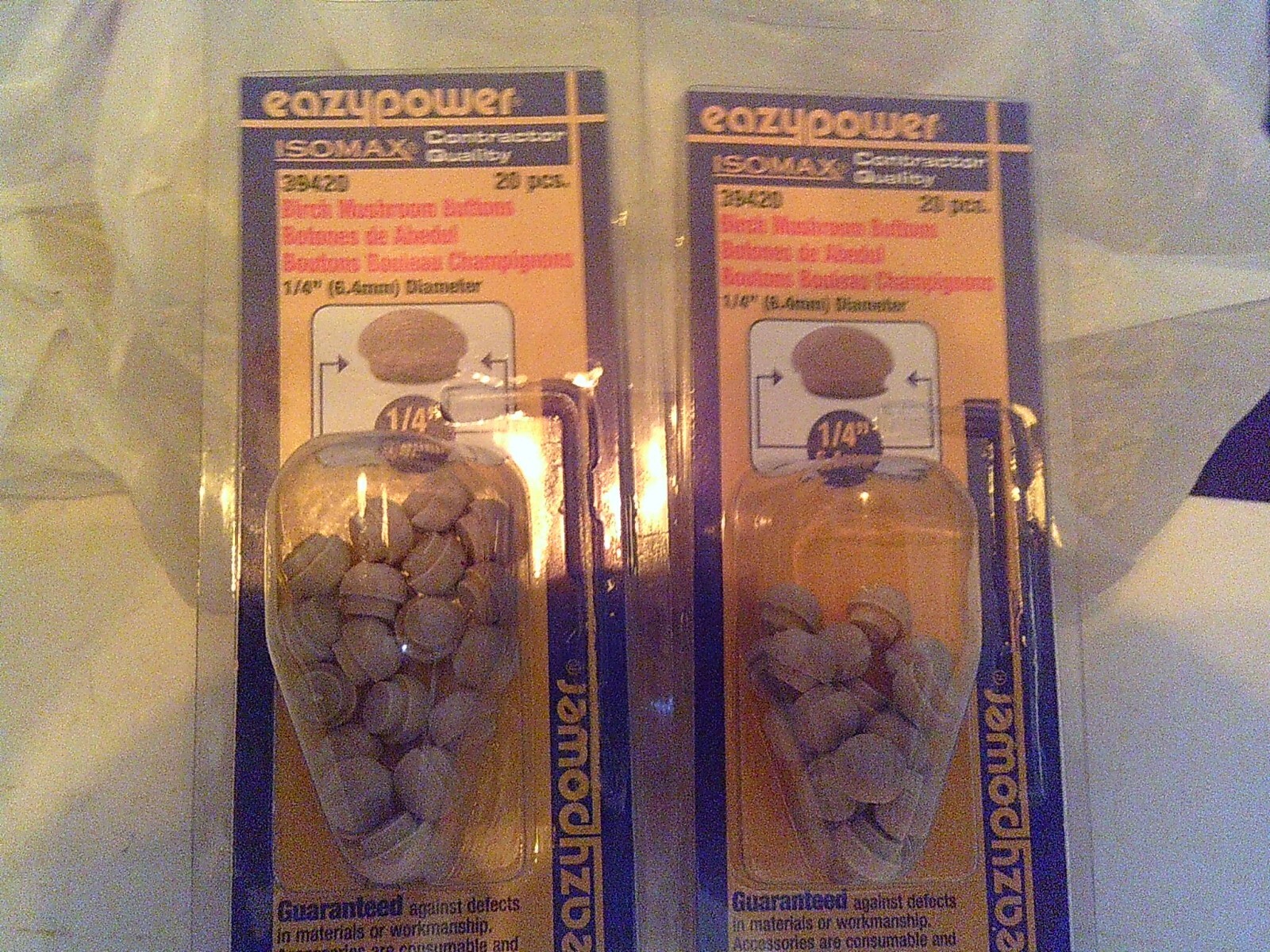 TWO !! Packs Eazypower 1/4" Birch Mushroom Buttons 39420