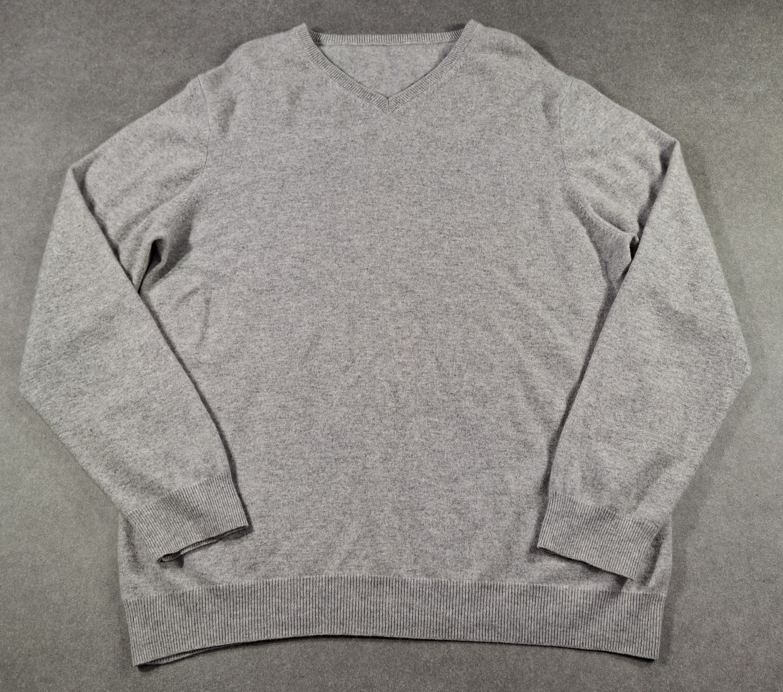 F & F Mens 100% CASHMERE V Neck Long Sleeved Jumper Sweater 3XL XXXL  Grey *Note