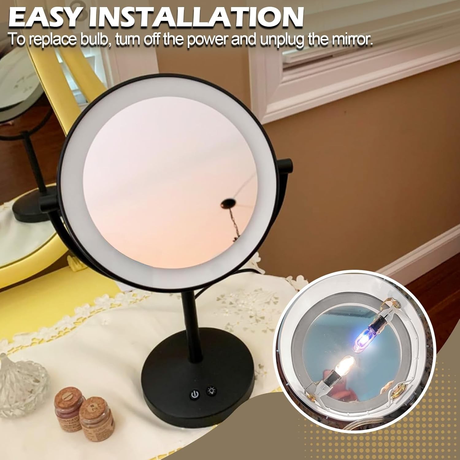 120V Lighting Makeup Mirror Bulb Replacement, E12 Candle Holder Base
