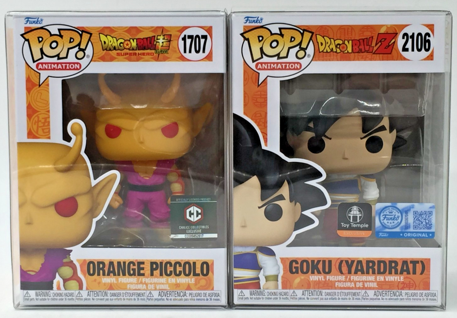 Funko Pop! DBZ Goku (Yardrat) #2106 TT Orange Piccolo #1707 Chalice EX Set of 2