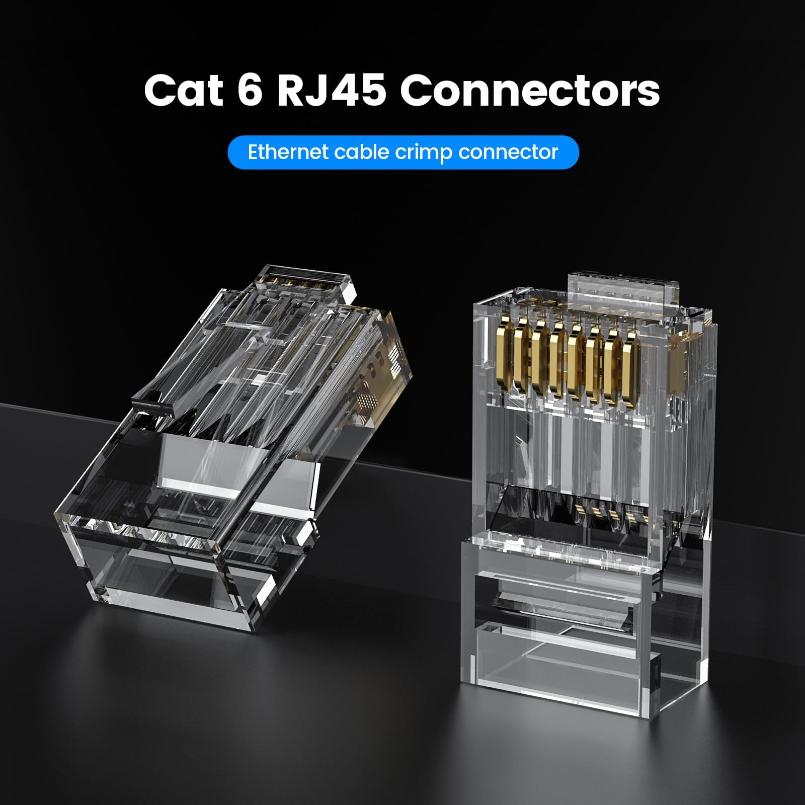 Cat6 RJ45 Connectors Unshielded Modular Plug Solid Stranded UTP 100 PCS