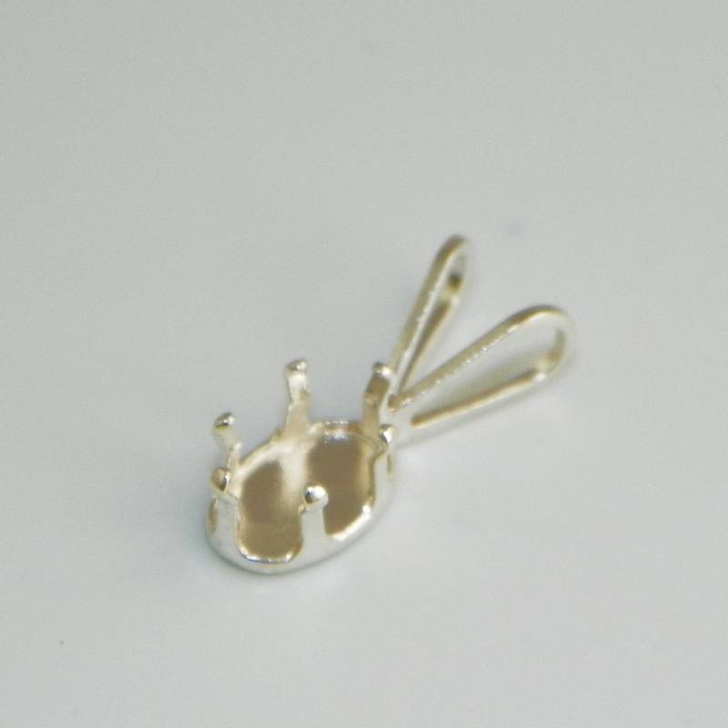 6x4 Oval Snap Tite Sterling Silver  Pendant Setting 6 prong  ( 2 Pcs )