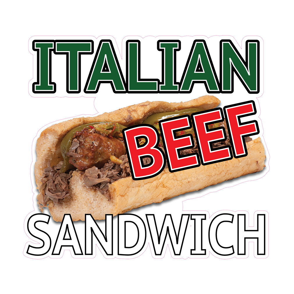 Food Truck Decals Italian Beef Sandwich Restaurant & Food Concession Sign Brown