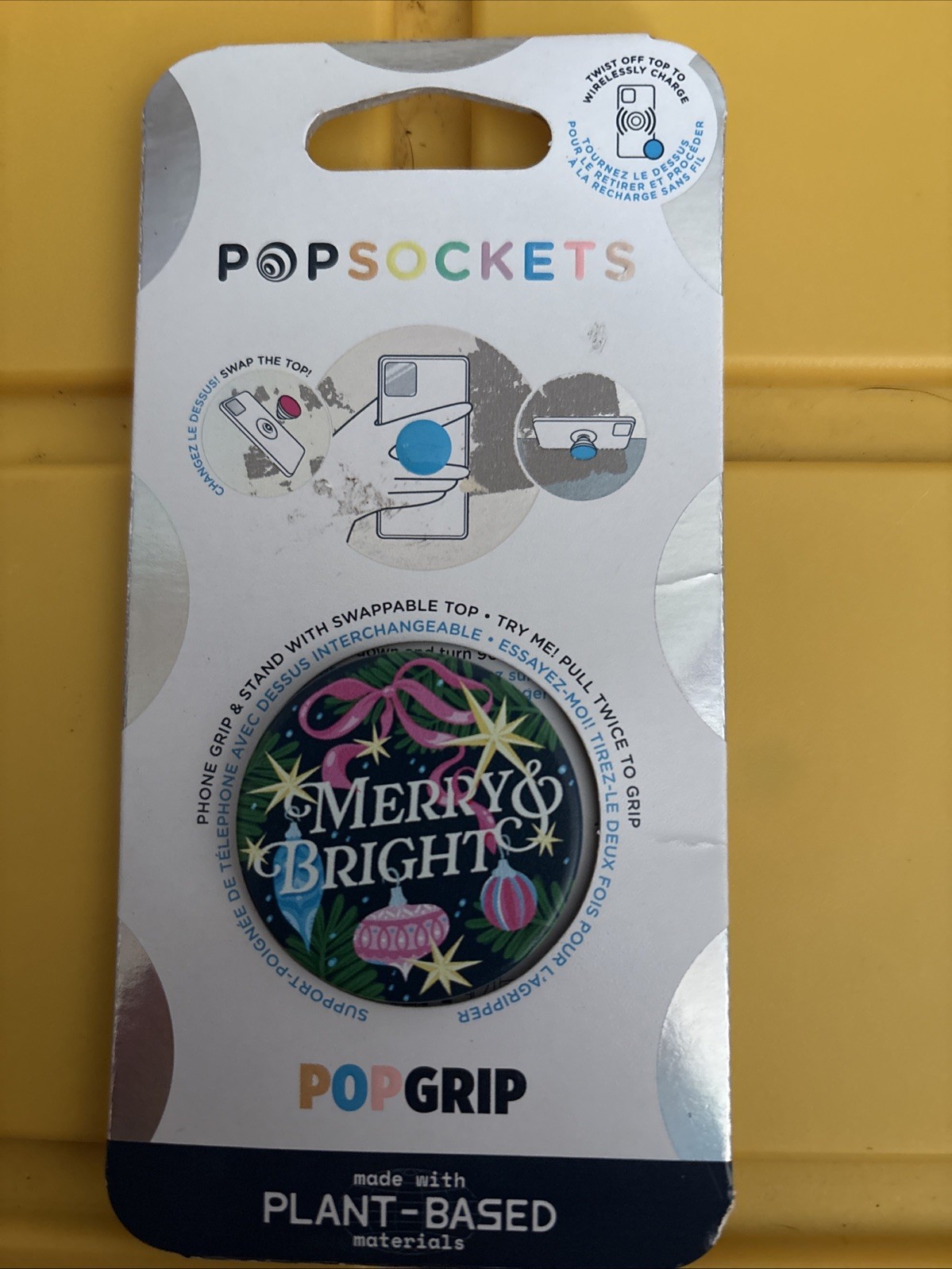 PopSockets PopGrip Merry & Bright Plant-Based Holiday Phone Grip Stand