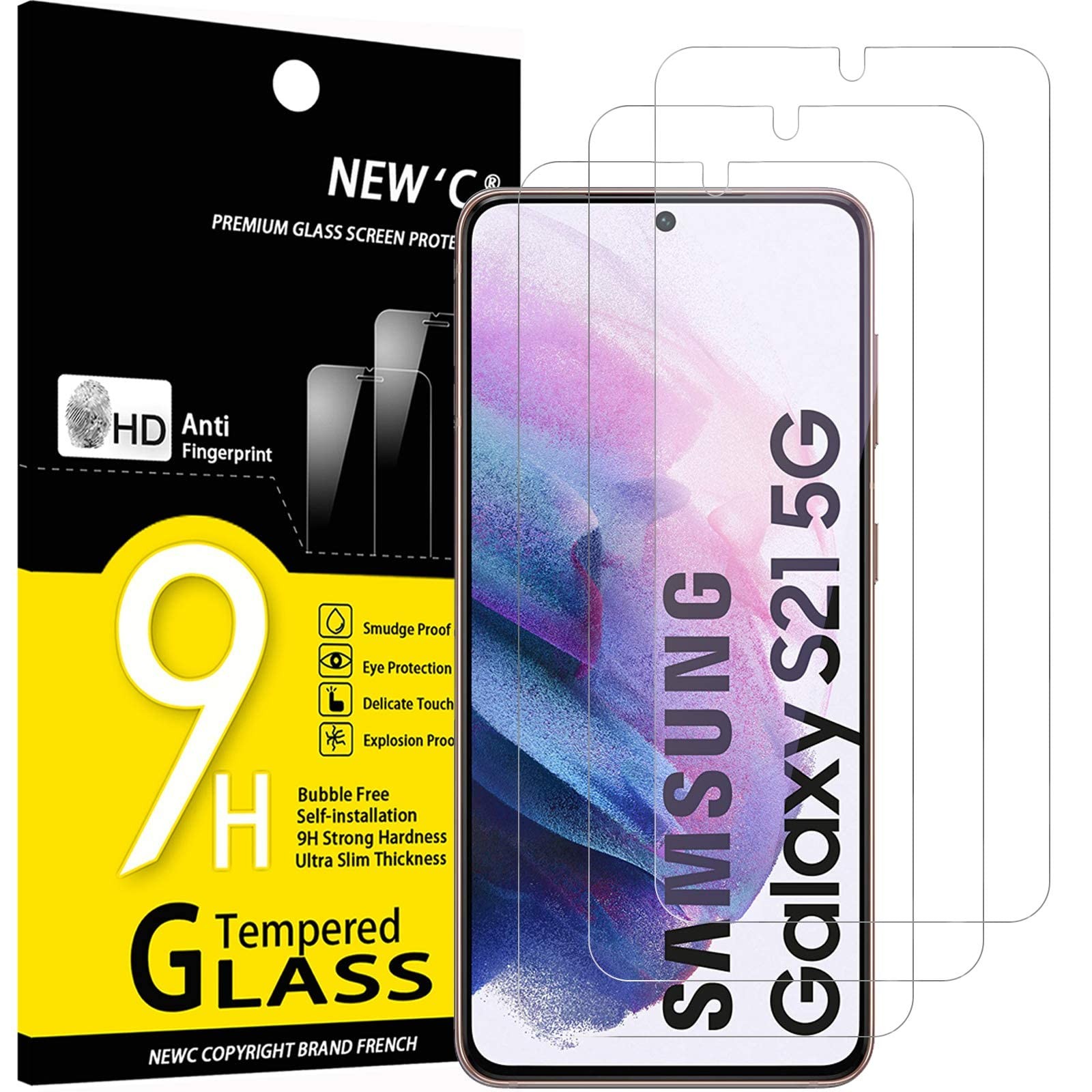 3 Pack Designed for Samsung Galaxy S21 5G (6.2), Screen Protector Tempered Gl...