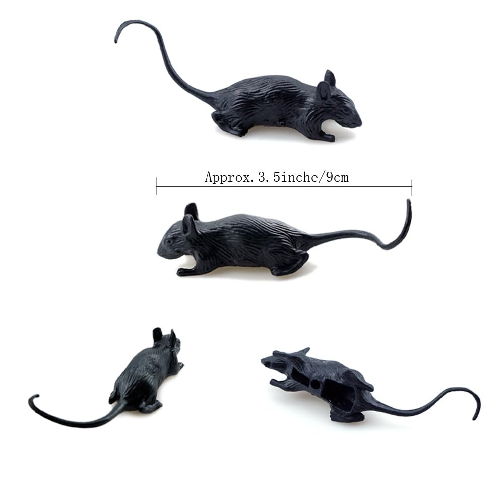 25 PCS Black Plastic Fake Rats for Prank Party