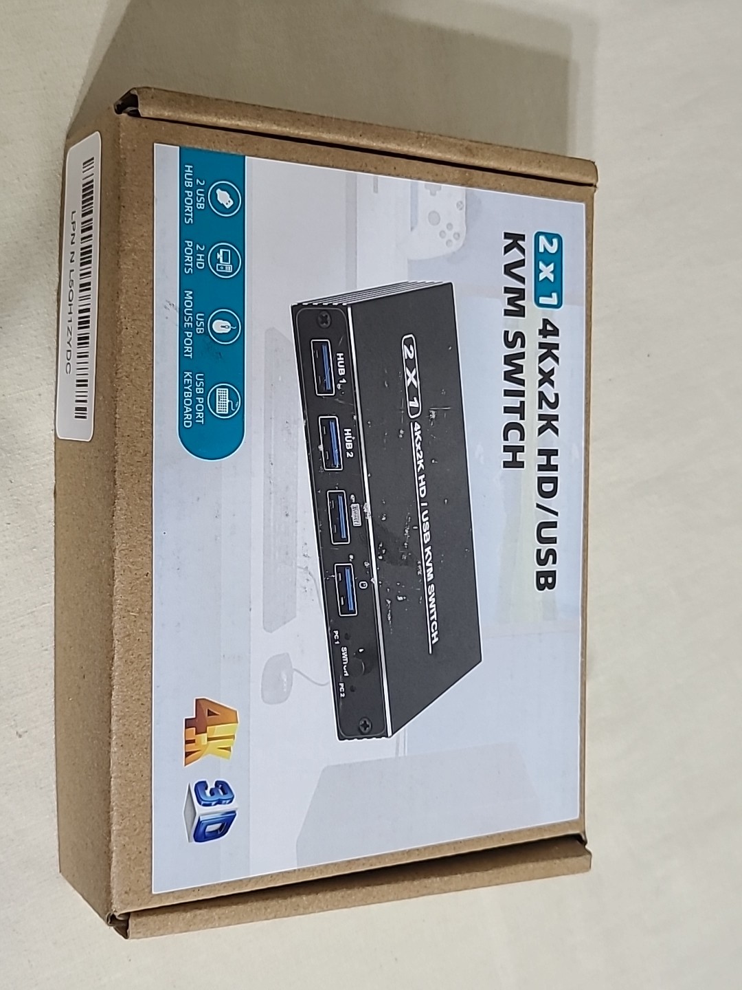 2x1 4K HDMI USB KVM Switch ULS-KVM-02 Dual PC Keyboard Mouse Selector